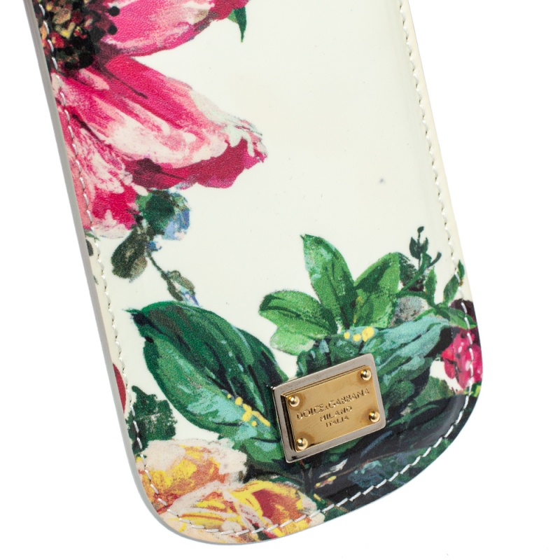 Dolce & Gabbana White Floral Print Patent Leather IPhone 5 Case