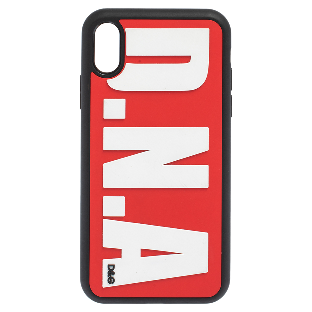 Dolce & Gabbana Black/Red Rubber D.N.A Logo iPhone XS Case female
