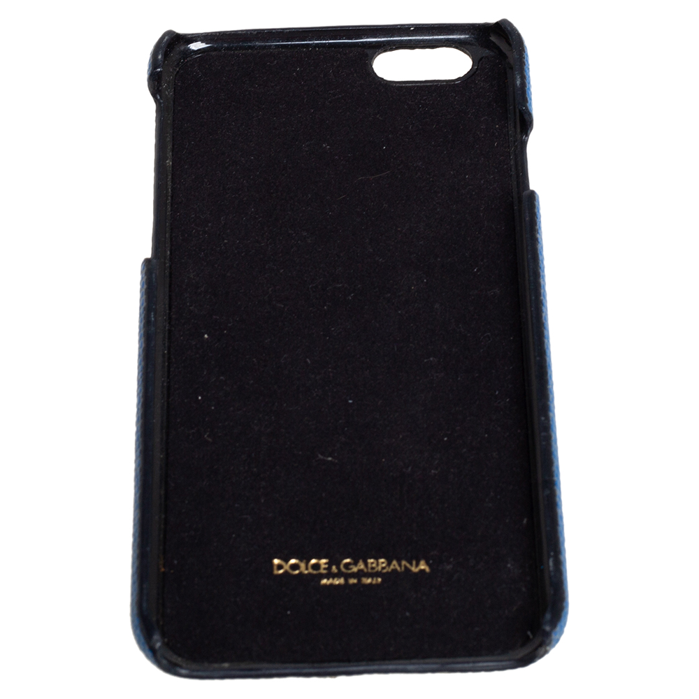 Dolce & Gabbana Blue Leather Crystal Embellished IPhone 6 Case