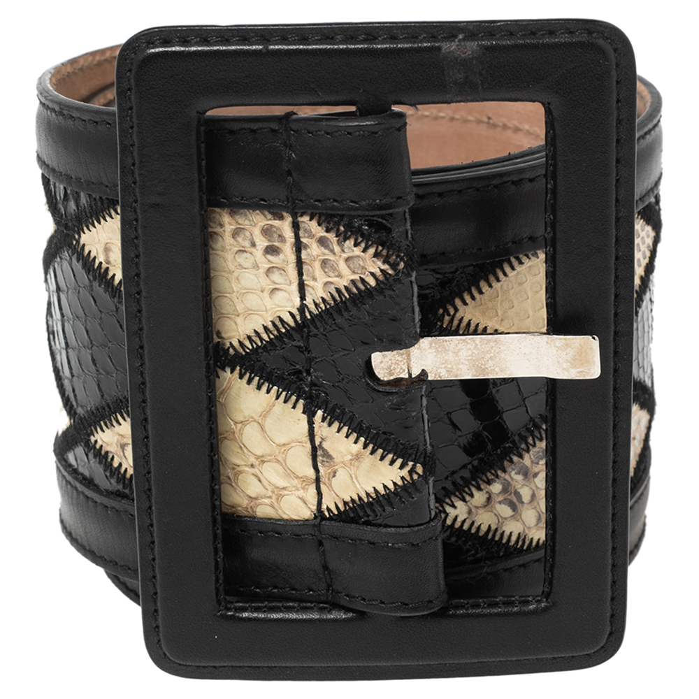 Dolce And Gabbana Multicolor Snakeskin Waist Belt 85cm