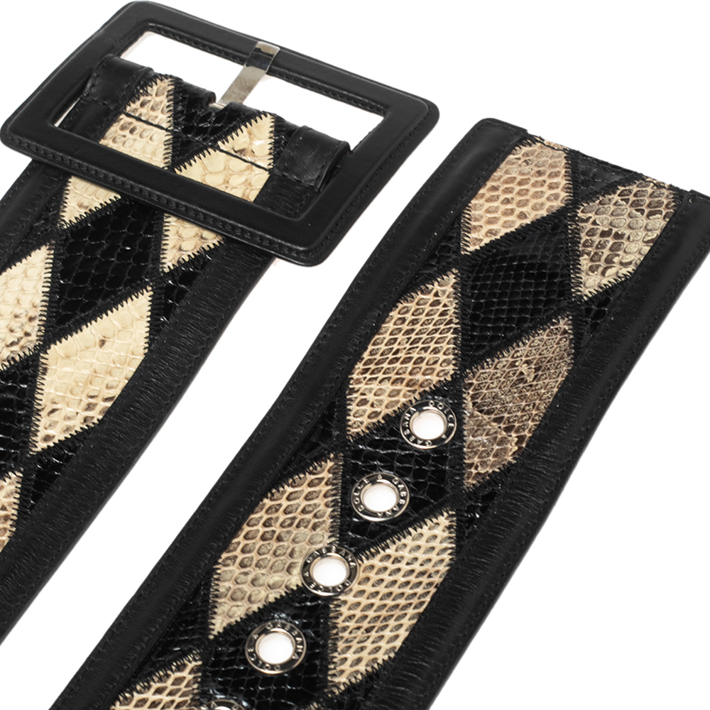 Dolce And Gabbana Multicolor Snakeskin Waist Belt 85cm