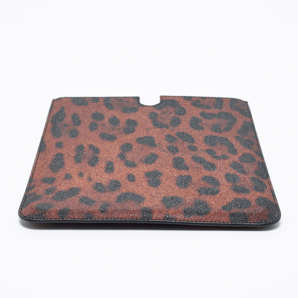Dolce & Gabbana Copper/Black Leopard Print Coated Canvas Tablet Case