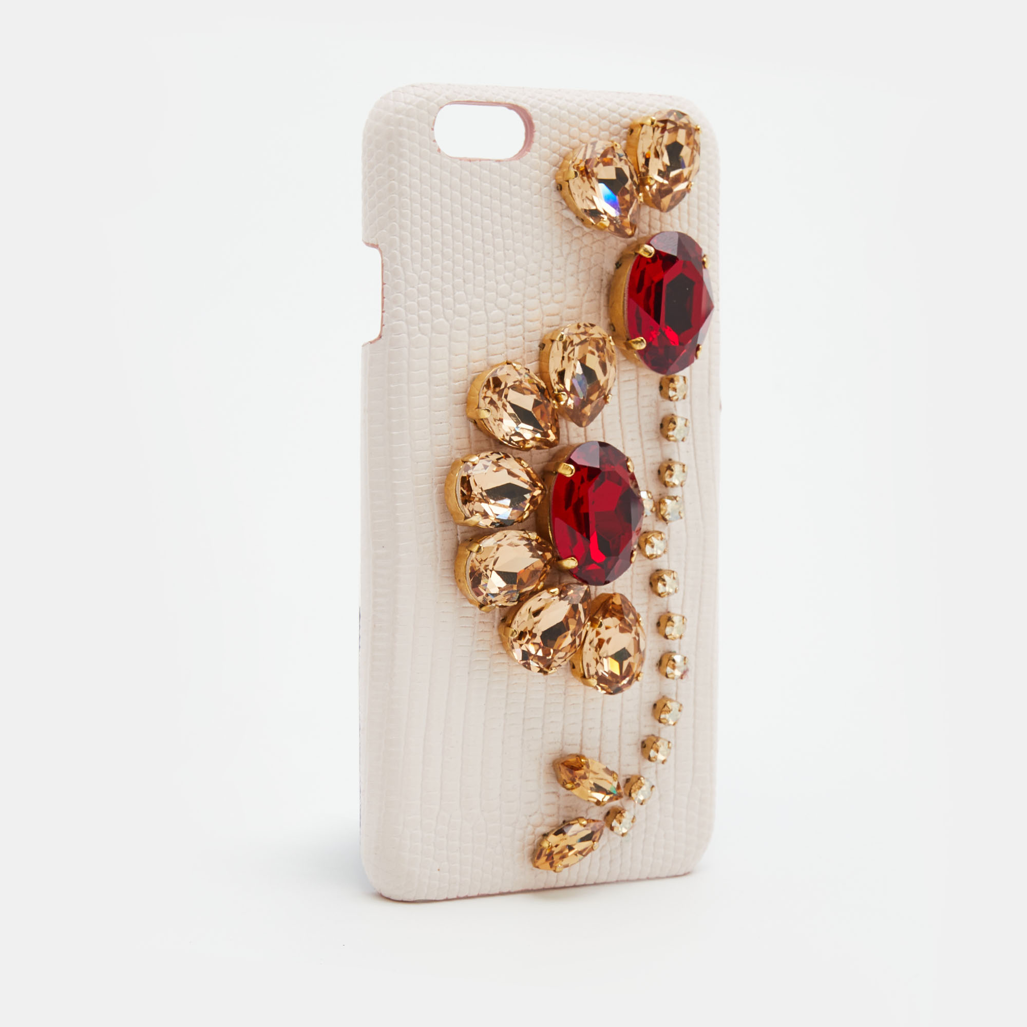 Dolce & Gabbana Pink Lizard Embossed Leather Crystal Embellished IPhone 6 Case