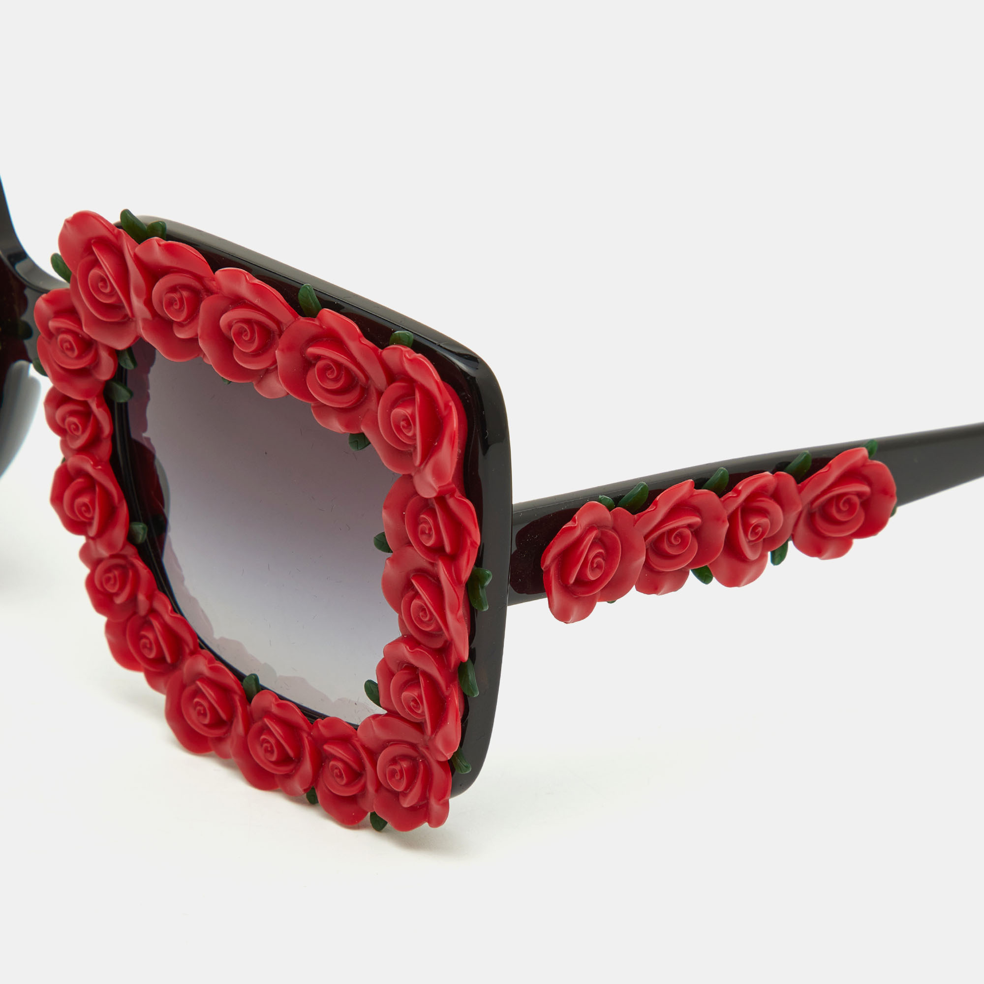

Dolce & Gabbana Black & Red Roses/Black DG 4253 Rectangle Sunglasses