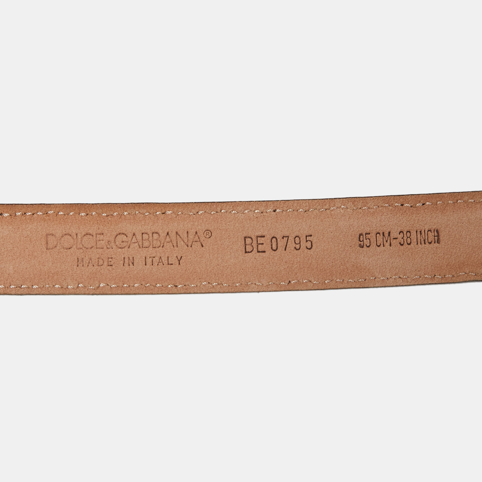 Dolce & Gabbana Brown Leopard Print Leather Logo Plaque Belt 95CM