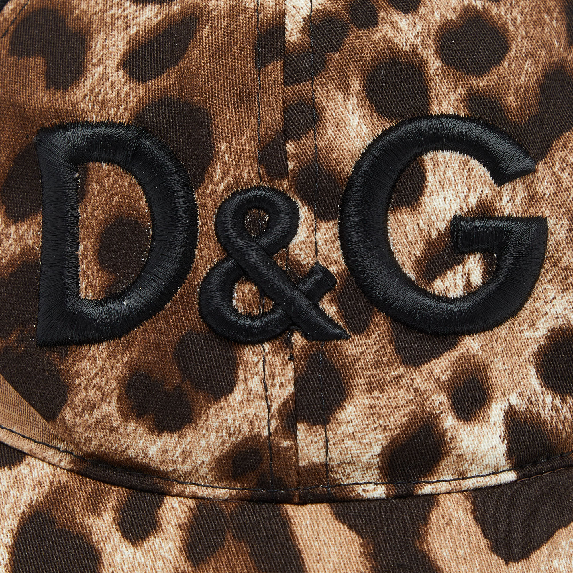 Dolce & Gabbana Logo Embroidered Leopard Print Cotton Blend Baseball Cap Size 57