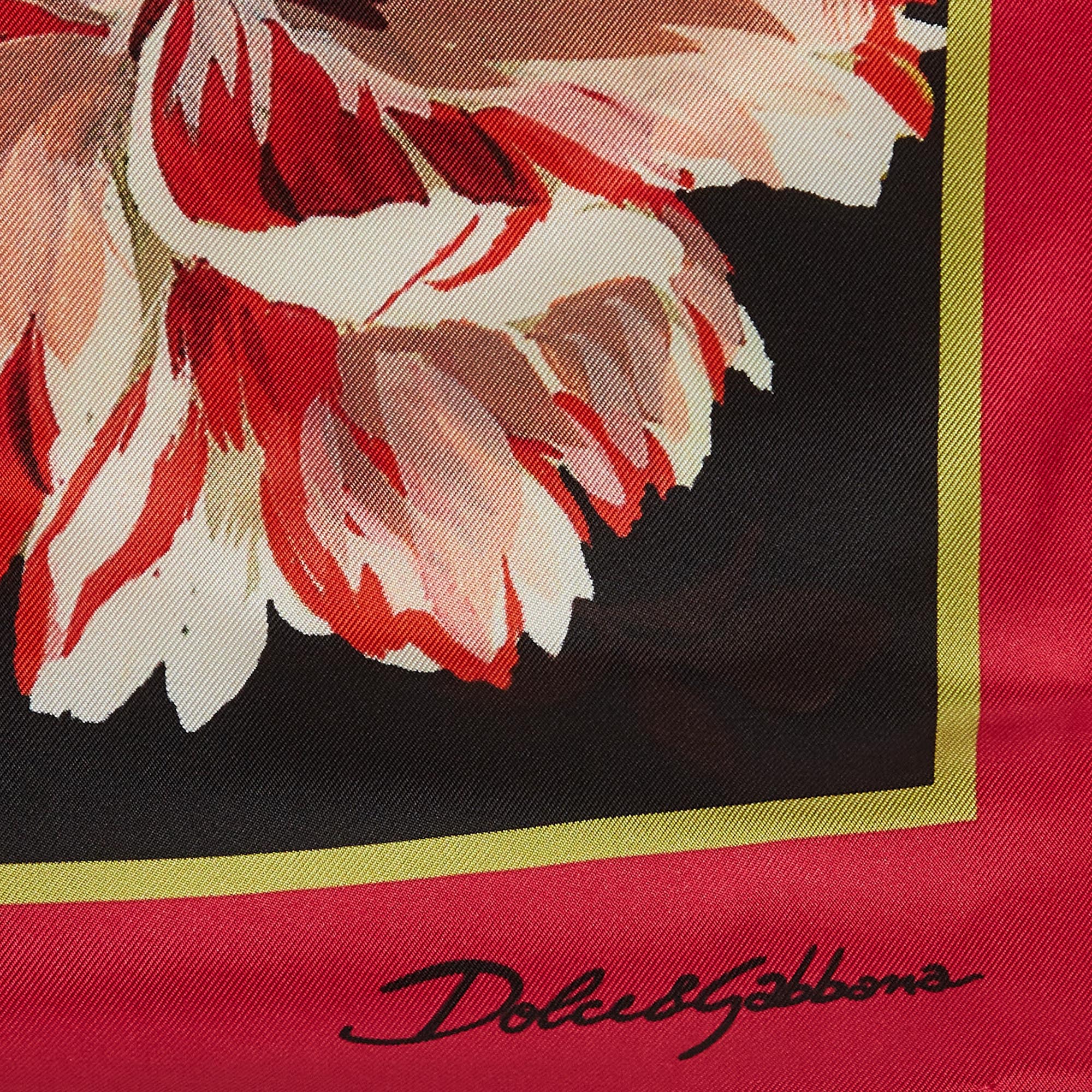 Dolce & Gabbana Multicolor Flowers Print Silk Square Scarf