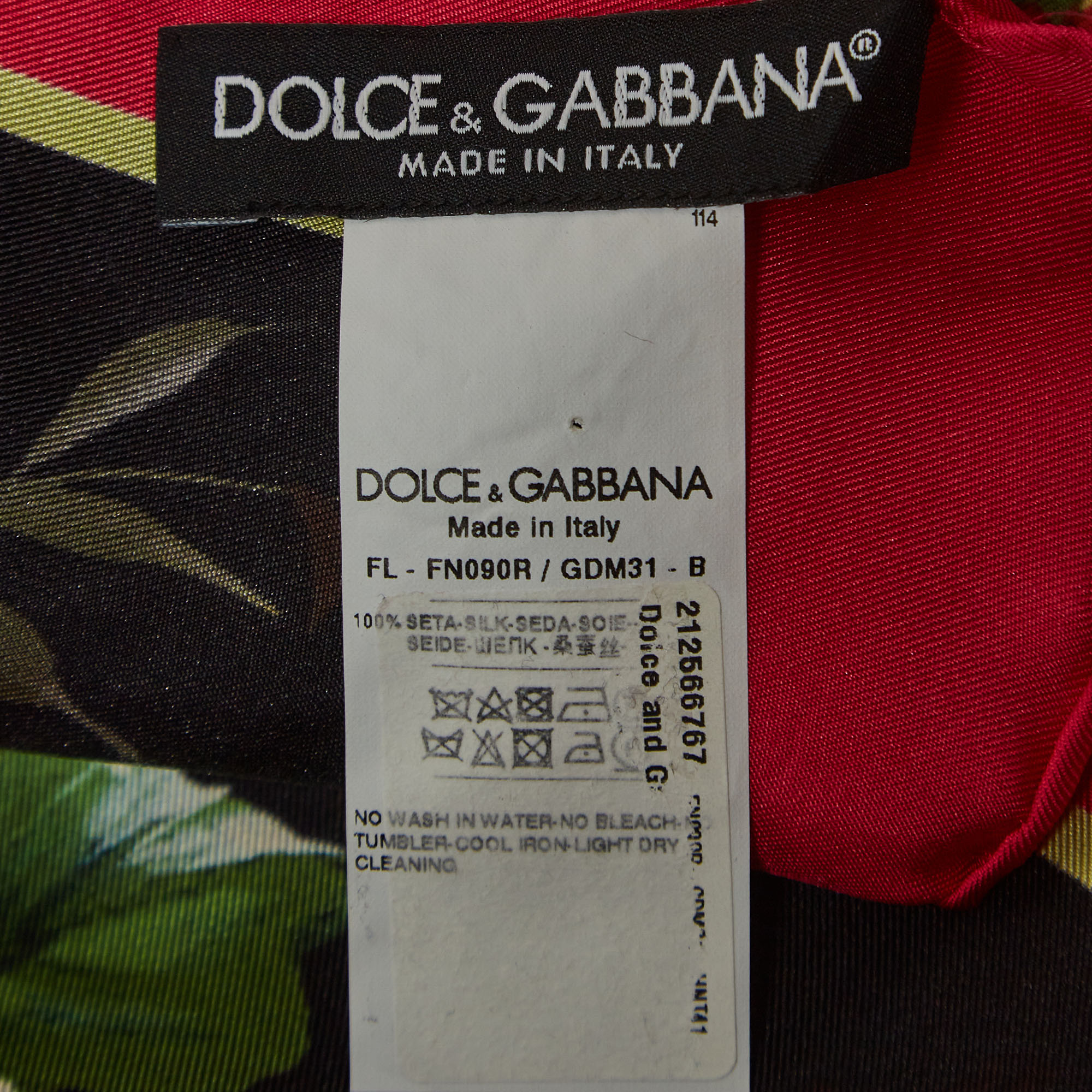Dolce & Gabbana Multicolor Flowers Print Silk Square Scarf