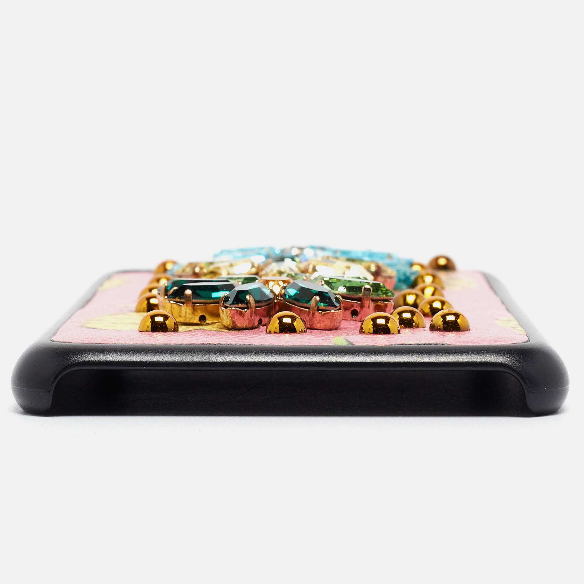 Dolce & Gabbana Pink/Black Leather Pineapple Crystals IPhone 6/6s Plus Cover