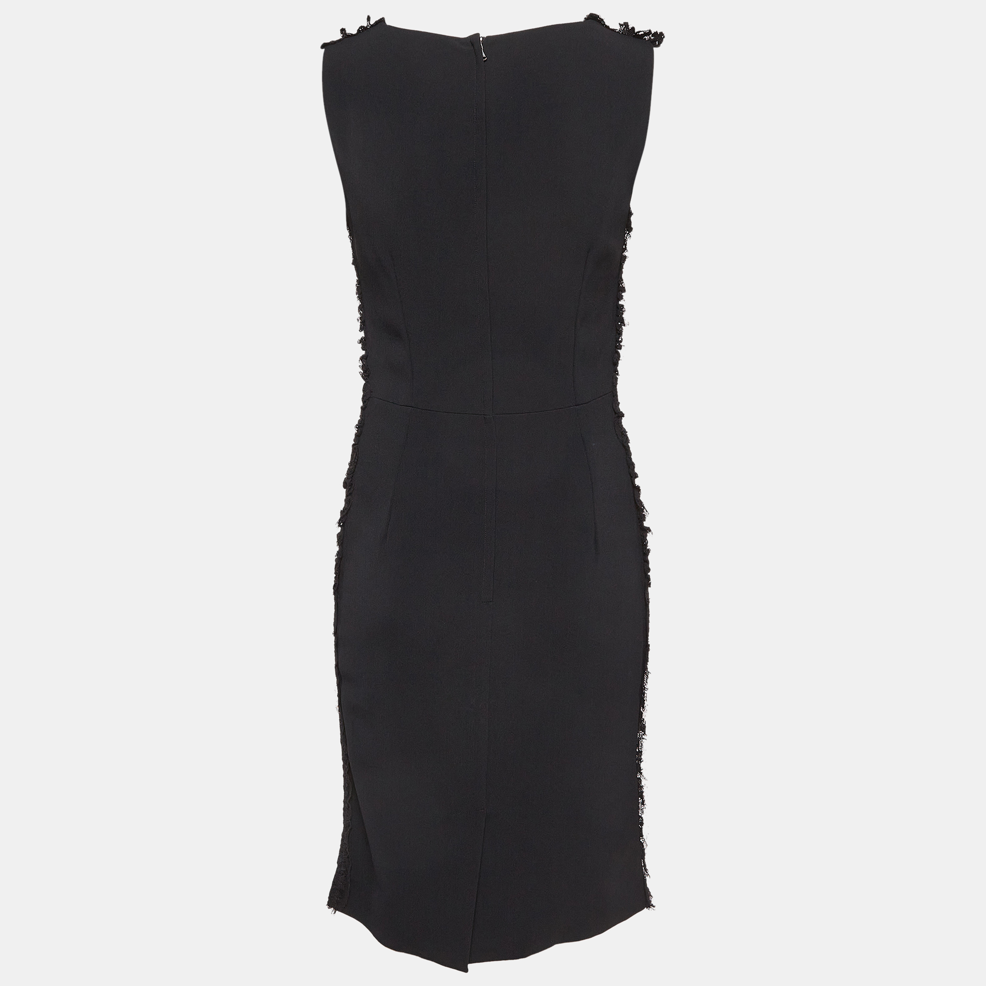 Dolce & Gabbana Black Lace Ruched Mid Dress M