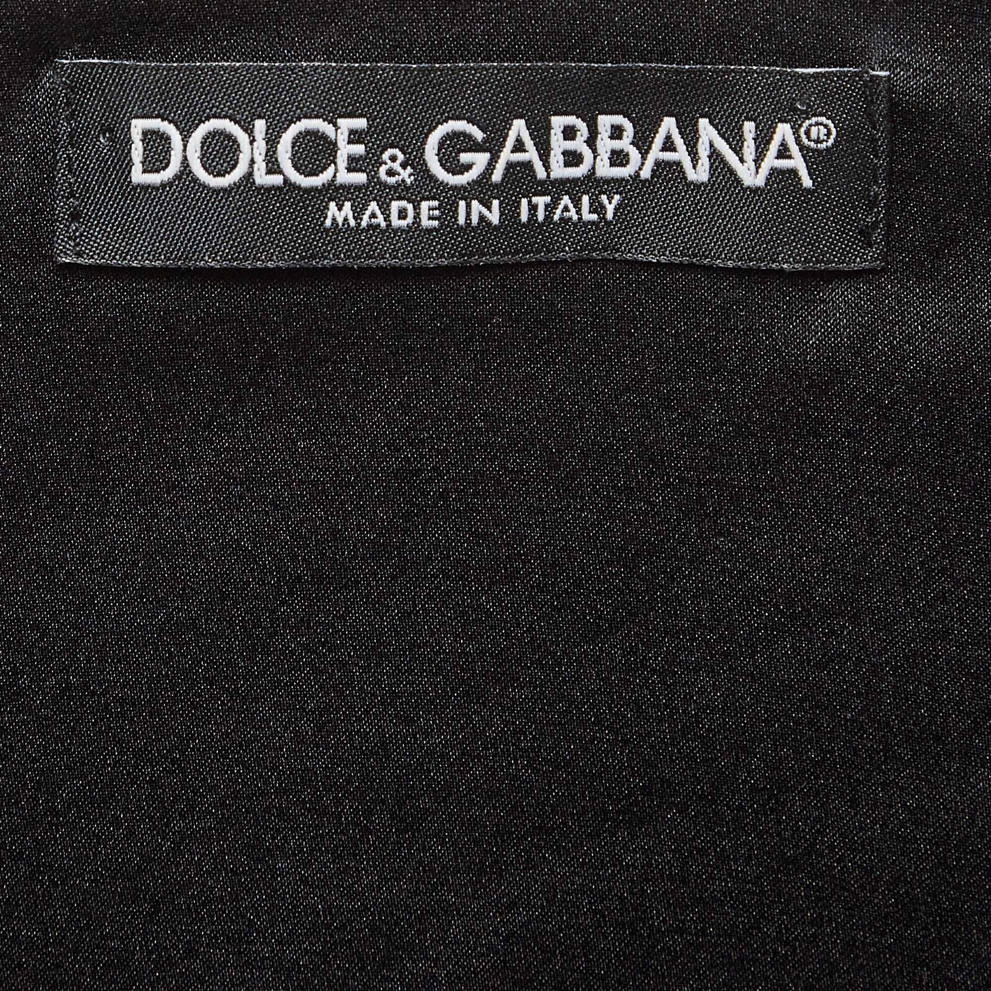 Dolce & Gabbana Black Lace Ruched Mid Dress M