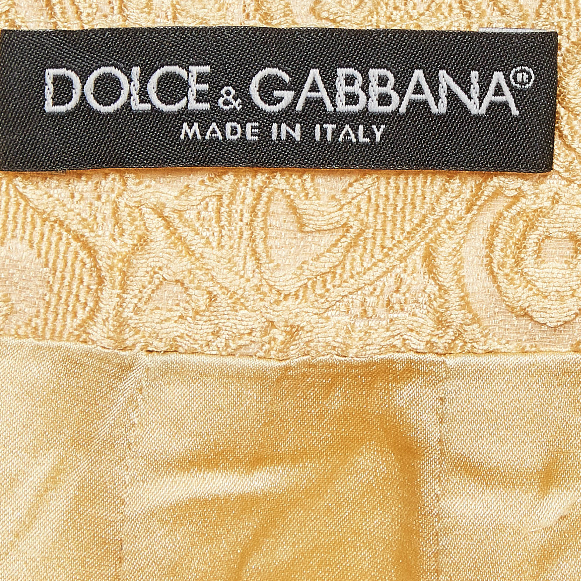 Dolce & Gabbana Yellow Textured Jacquard Pencil Skirt M