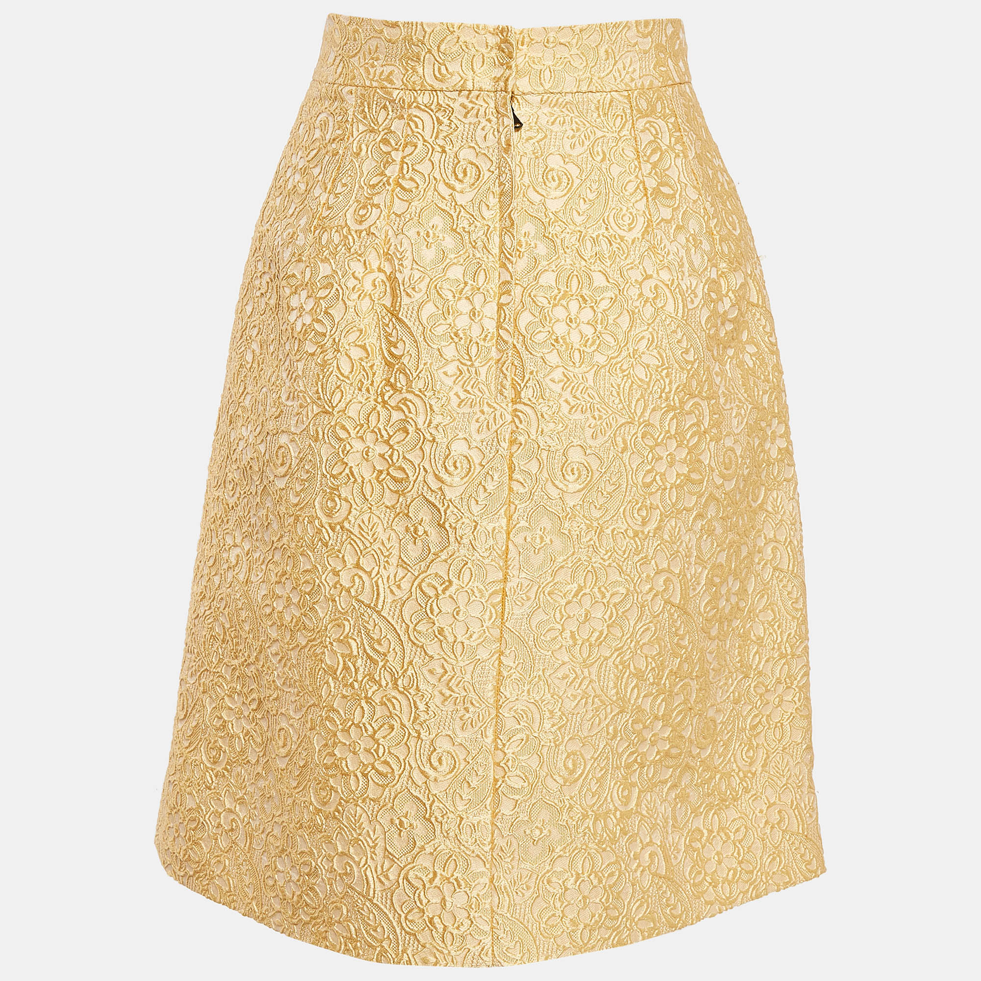 Dolce & Gabbana Yellow Textured Jacquard Pencil Skirt M