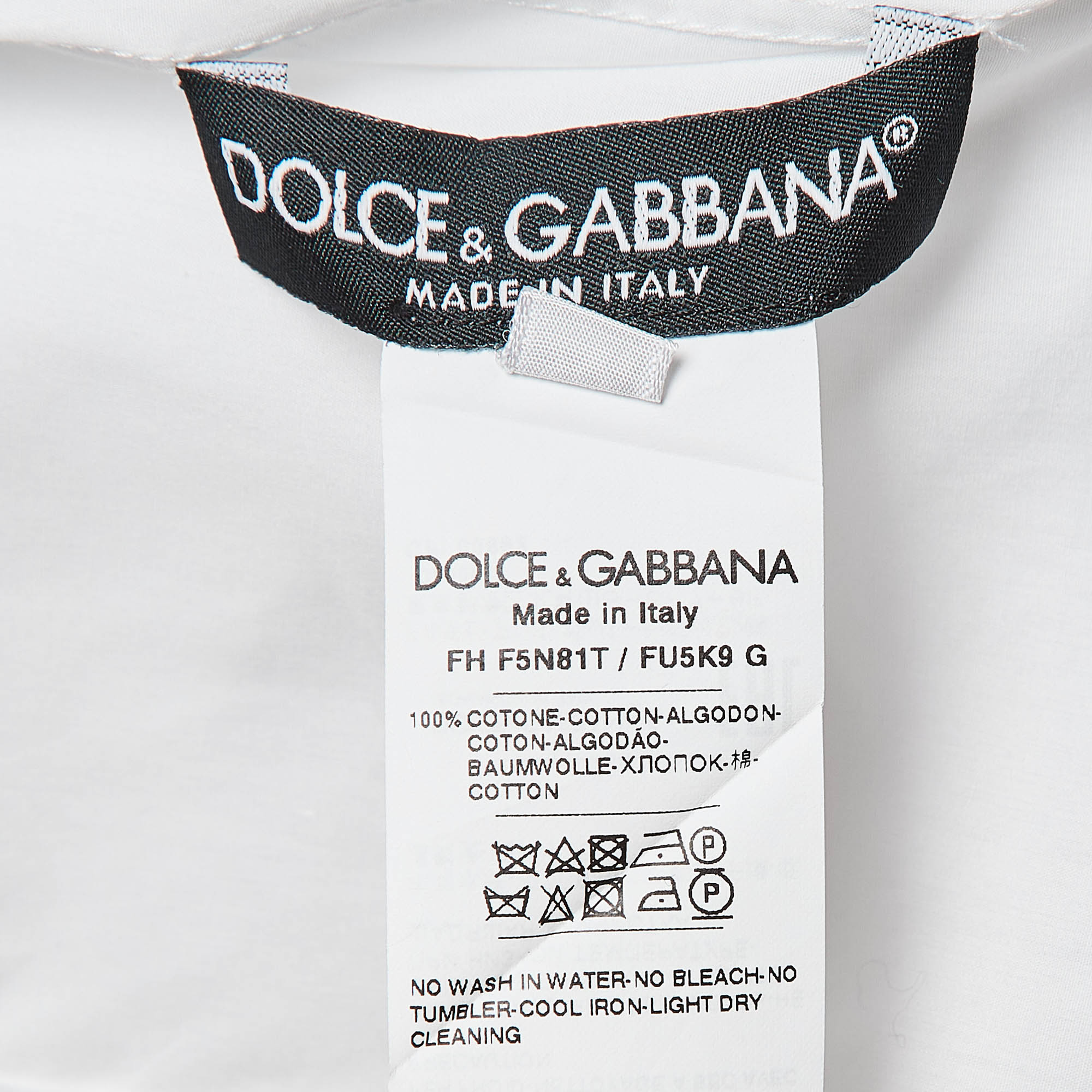 Dolce & Gabbana White Poplin Ruffled Shirt S