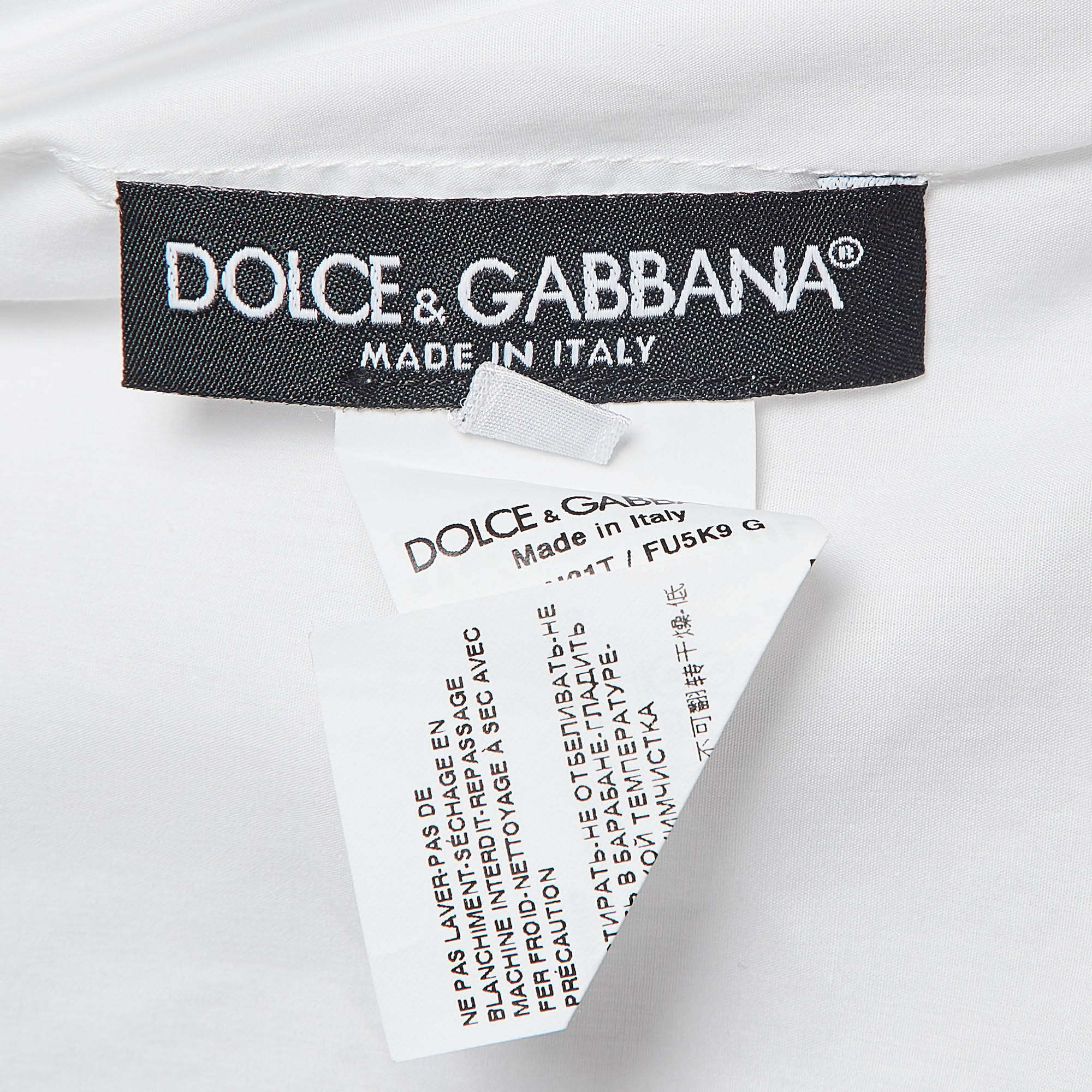 Dolce & Gabbana White Poplin Ruffled Shirt S