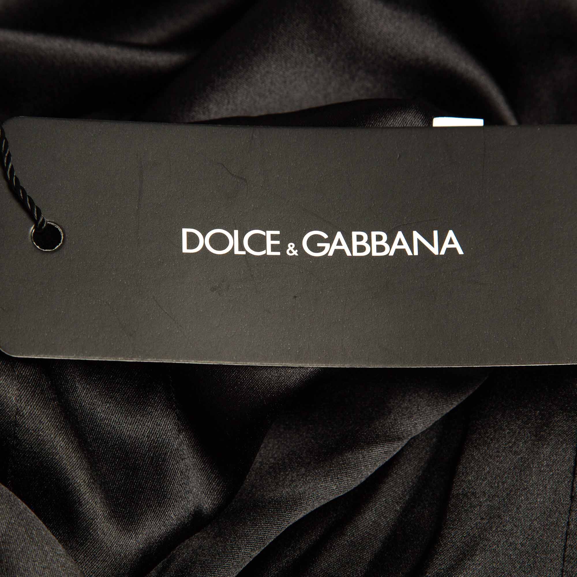 Dolce & Gabbana Black Floral Print Silk Sheath Dress S