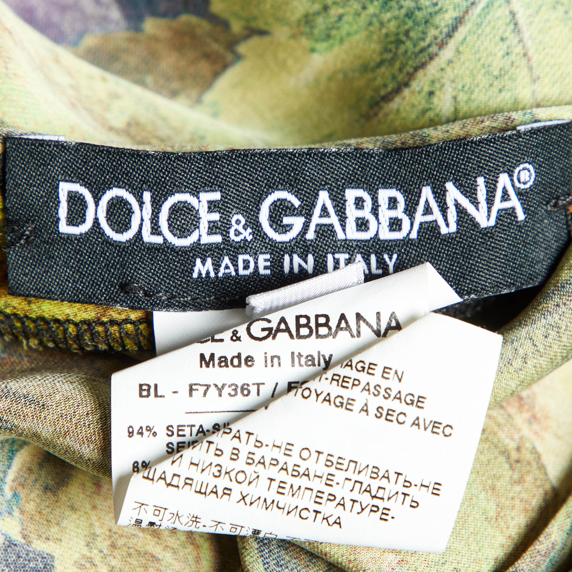 Dolce & Gabbana Black Floral Print Silk Top L