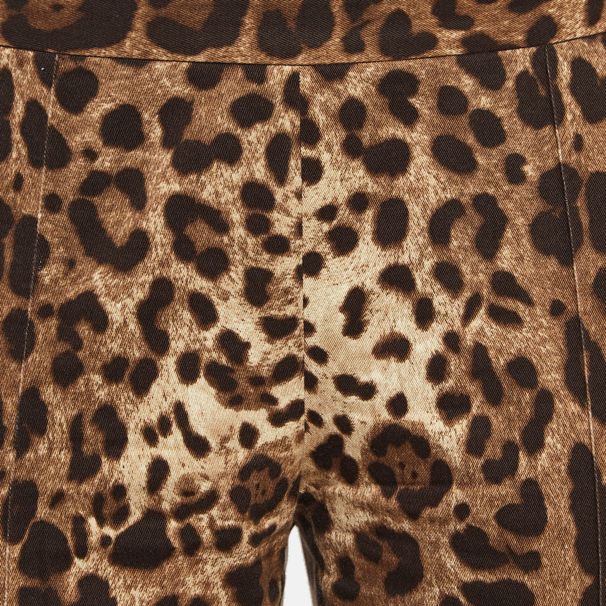 Dolce & Gabbana Brown Leopard Print Stretch Cotton Trousers S