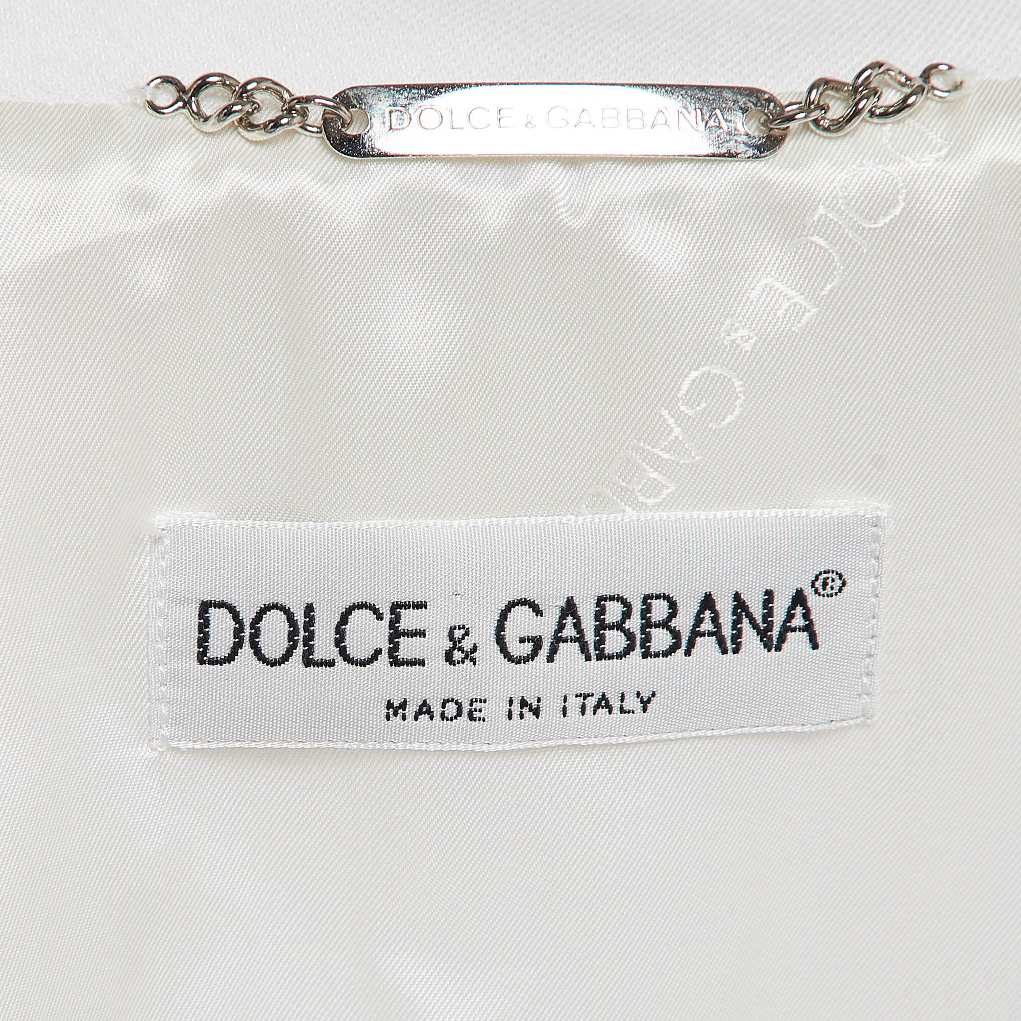 Dolce & Gabbana Vintage White Knit Single Breasted Skirt Suit M