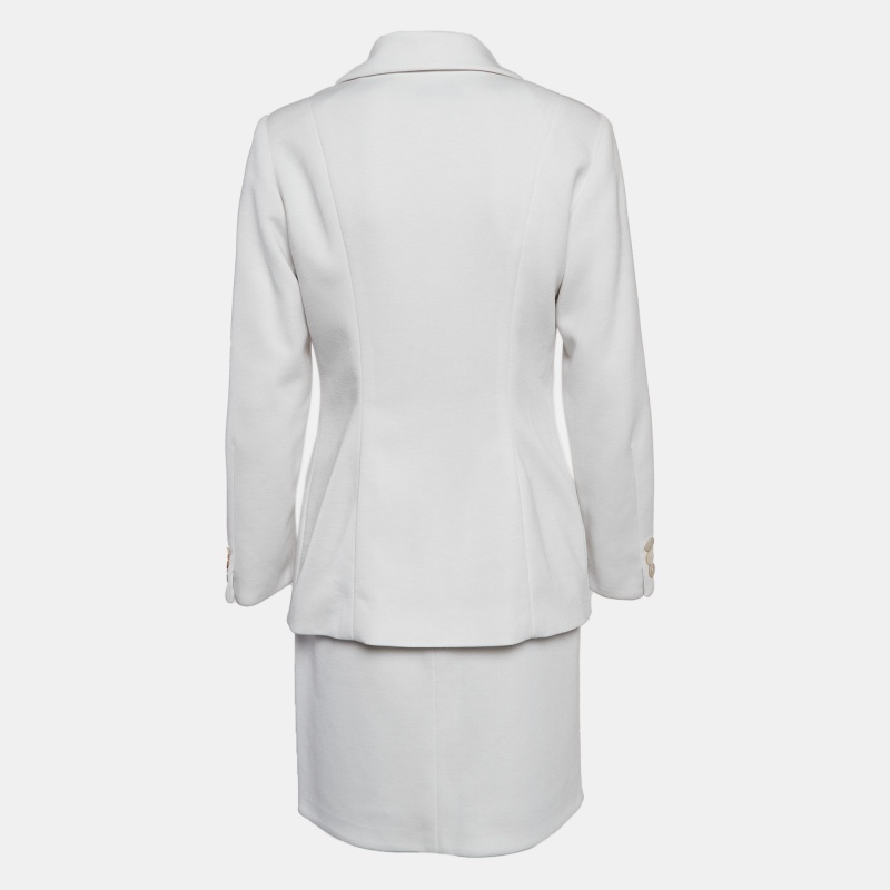 Dolce & Gabbana Vintage White Knit Single Breasted Skirt Suit M