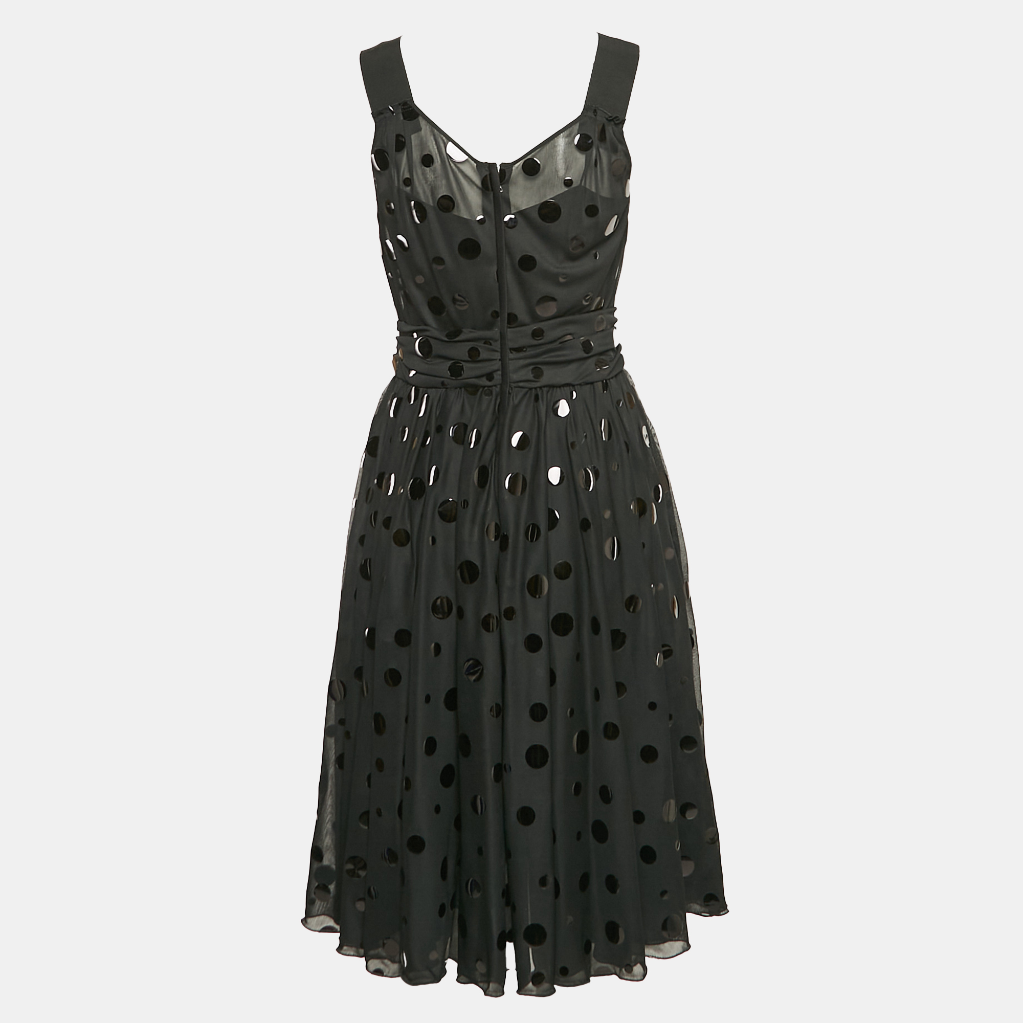 Dolce & Gabbana Black Sequin  Jersey Sleeveless Short Dress M