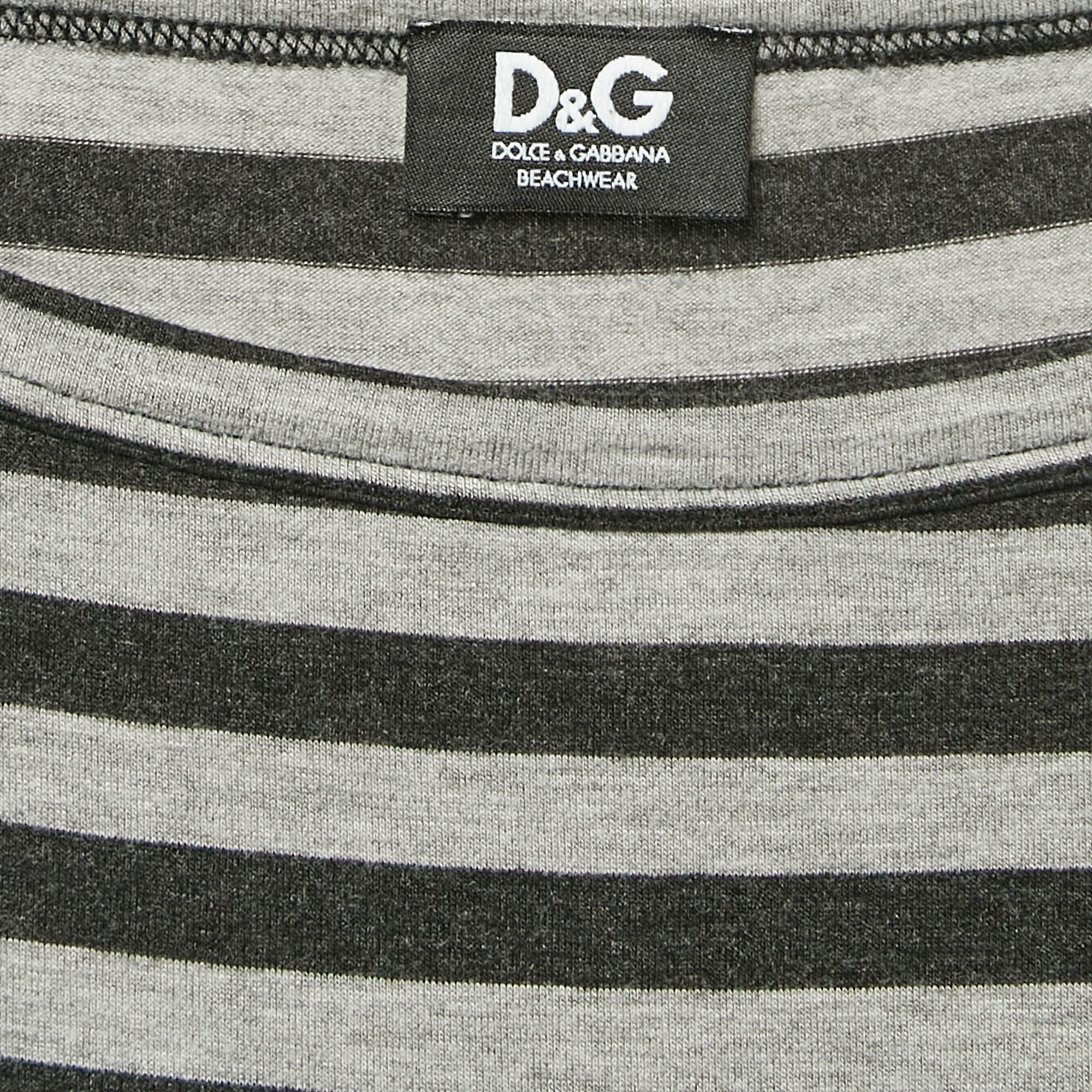 Dolce & Gabbana Grey Stripe Jersey Full Sleeve Top S