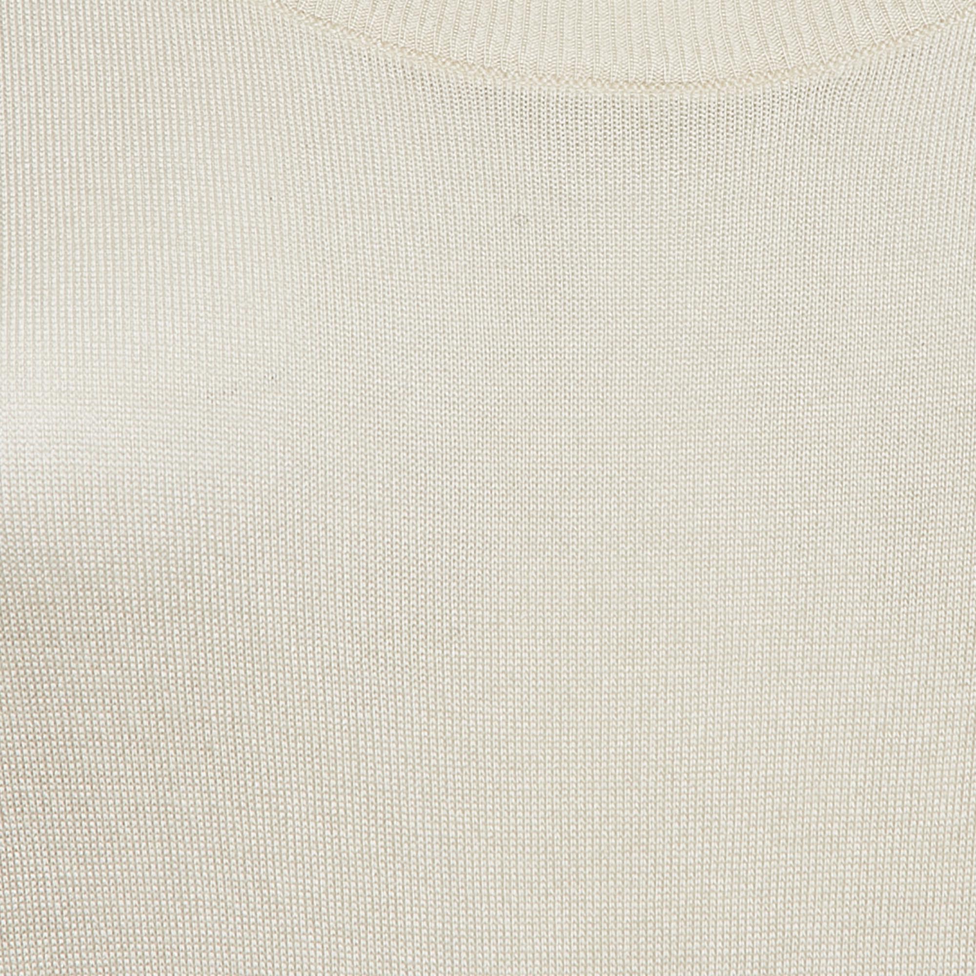 Dolce & Gabbana Light Beige Jersey Full Sleeve Round Neck Jumper S