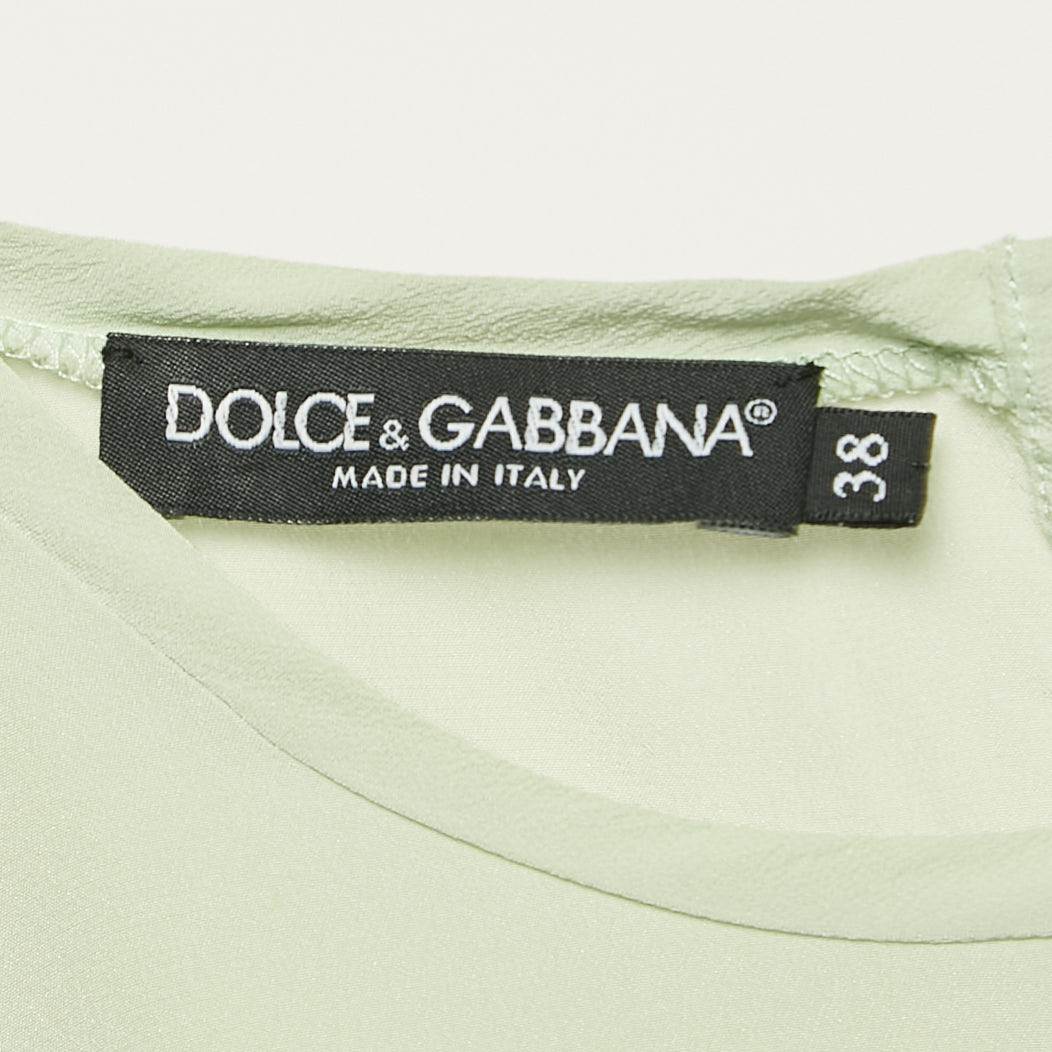 Dolce & Gabbana Green Silk Sleeveless Top S