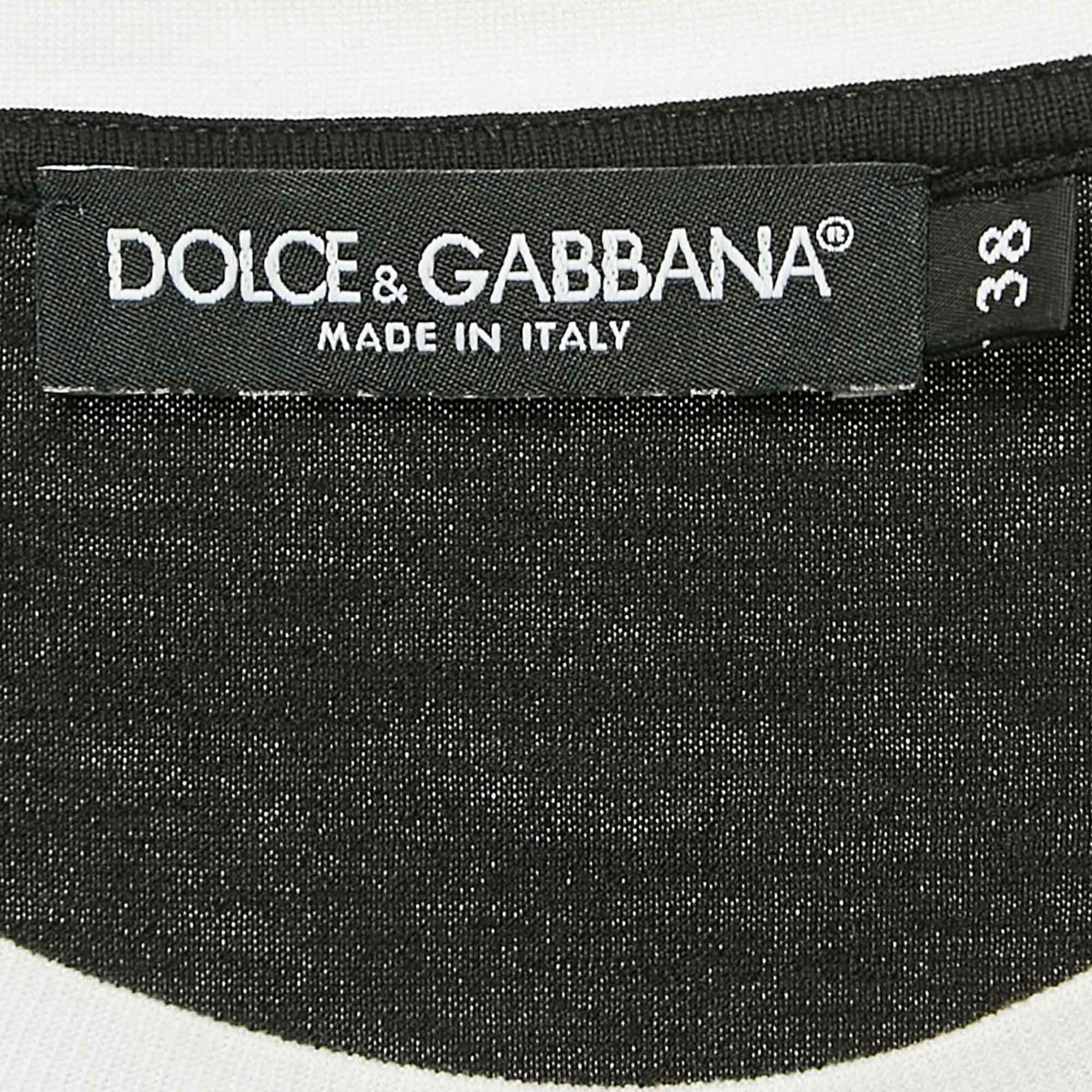 Dolce & Gabbana Black Printed Jersey Crew Neck T-Shirt S