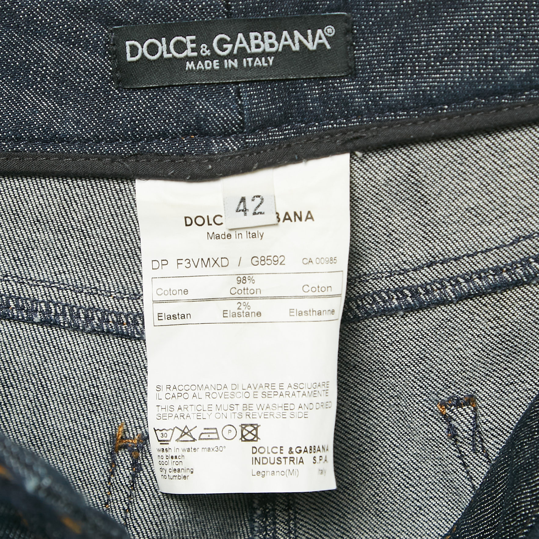 Dolce & Gabbana Indigo Blue Logo Applique Denim Jeans M Waist 32