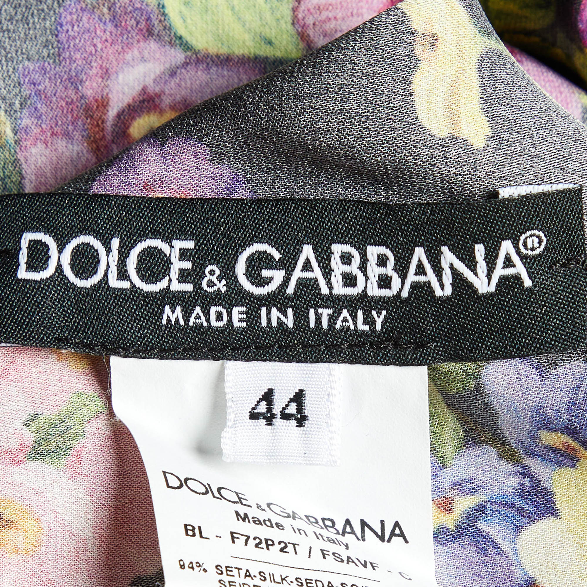 Dolce & Gabbana Black Floral Print Silk Long Sleeve Top M