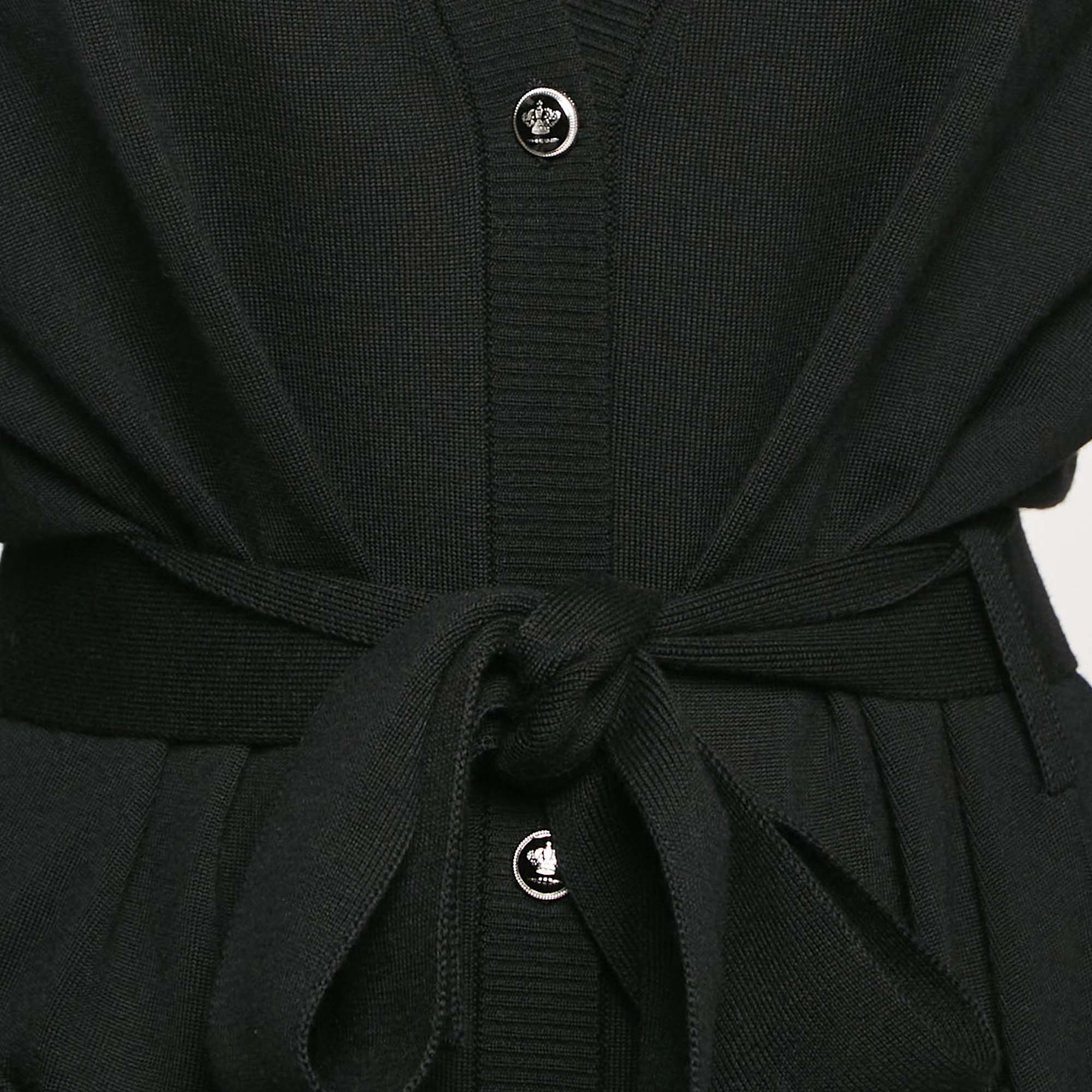 Dolce & Gabbana Black Knit Belted Long Cardigan M