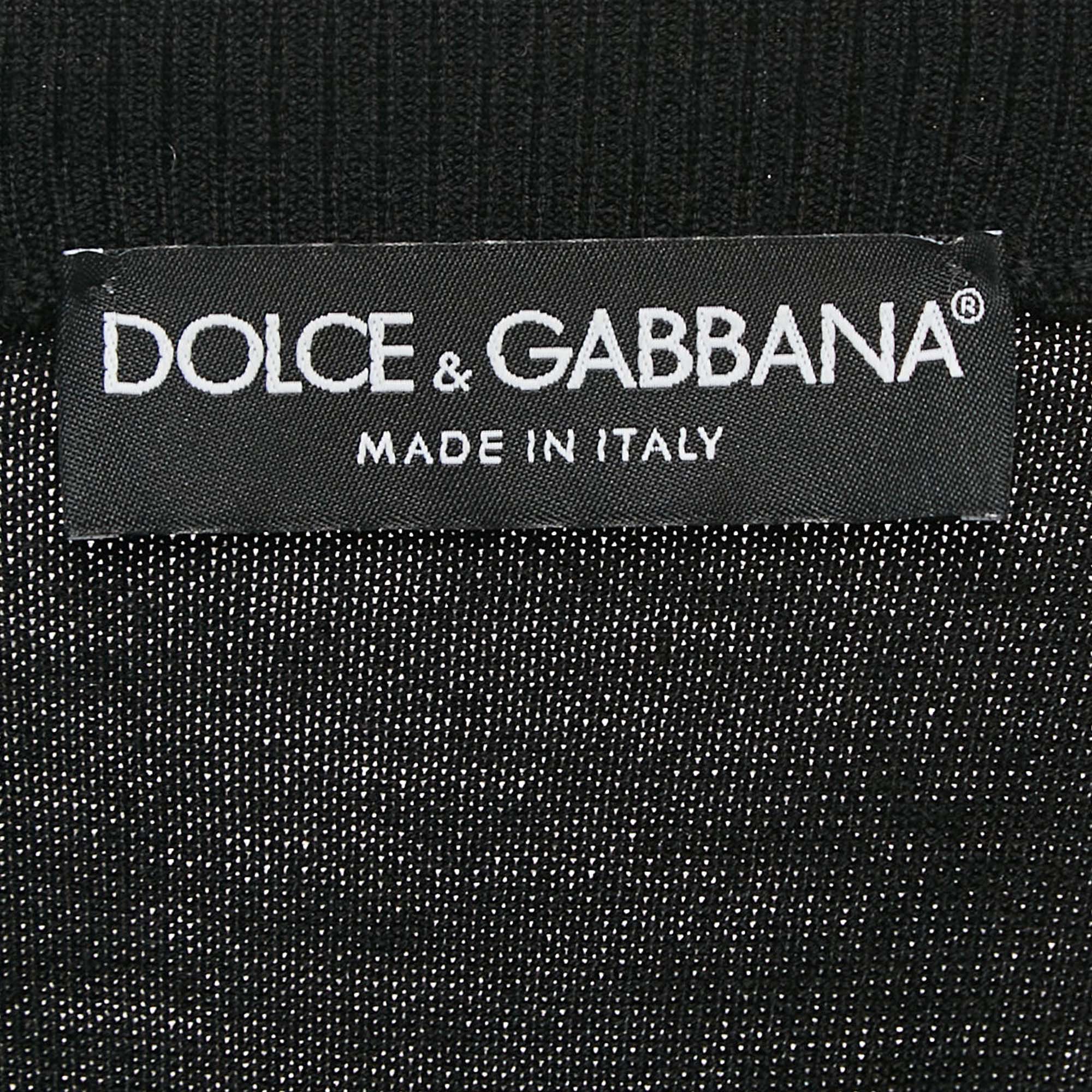 Dolce & Gabbana Black Knit Belted Long Cardigan M