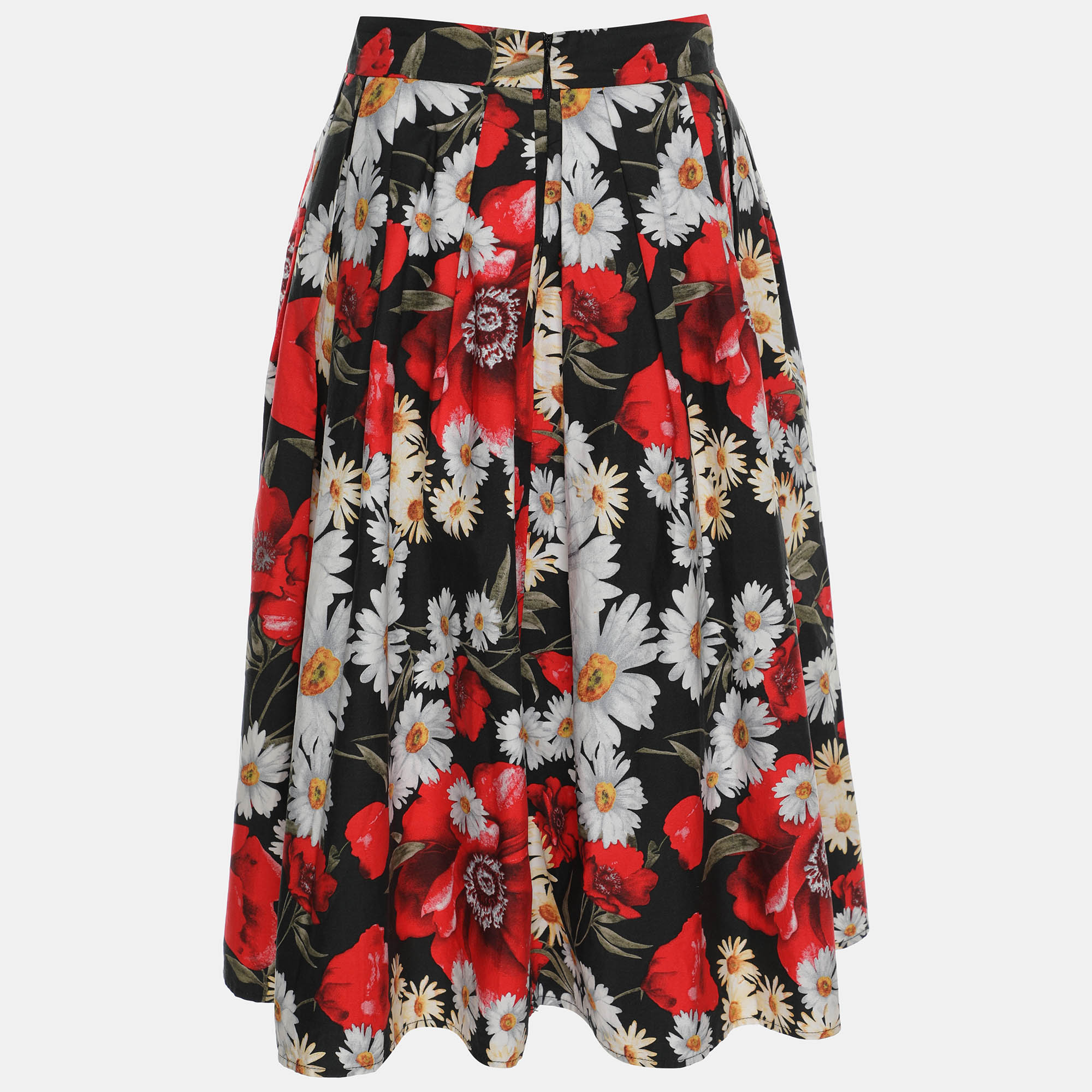 Dolce & Gabbana Multicolor Floral Print Silk Midi Skirt M