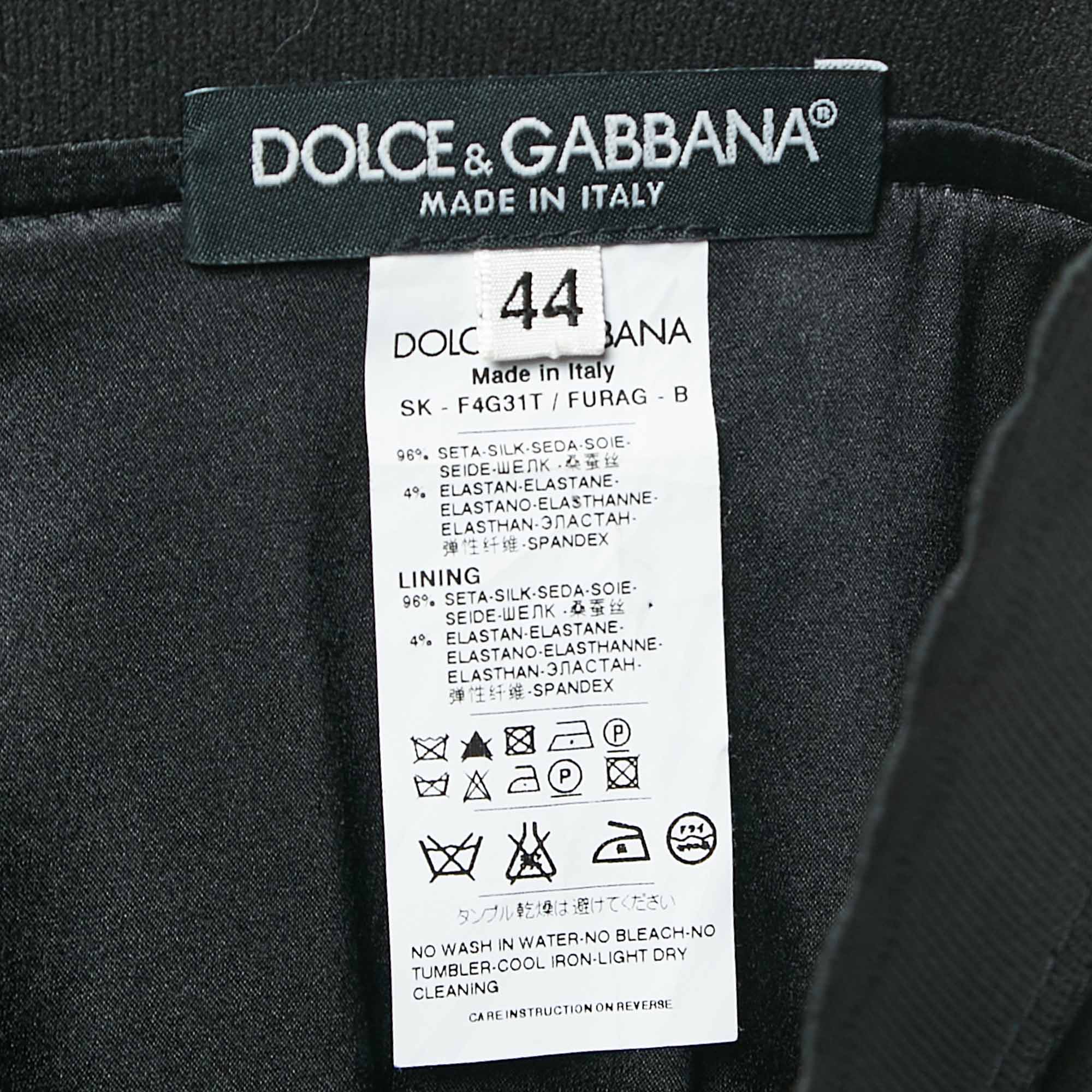 Dolce & Gabbana Black Satin Silk Pencil Skirt M