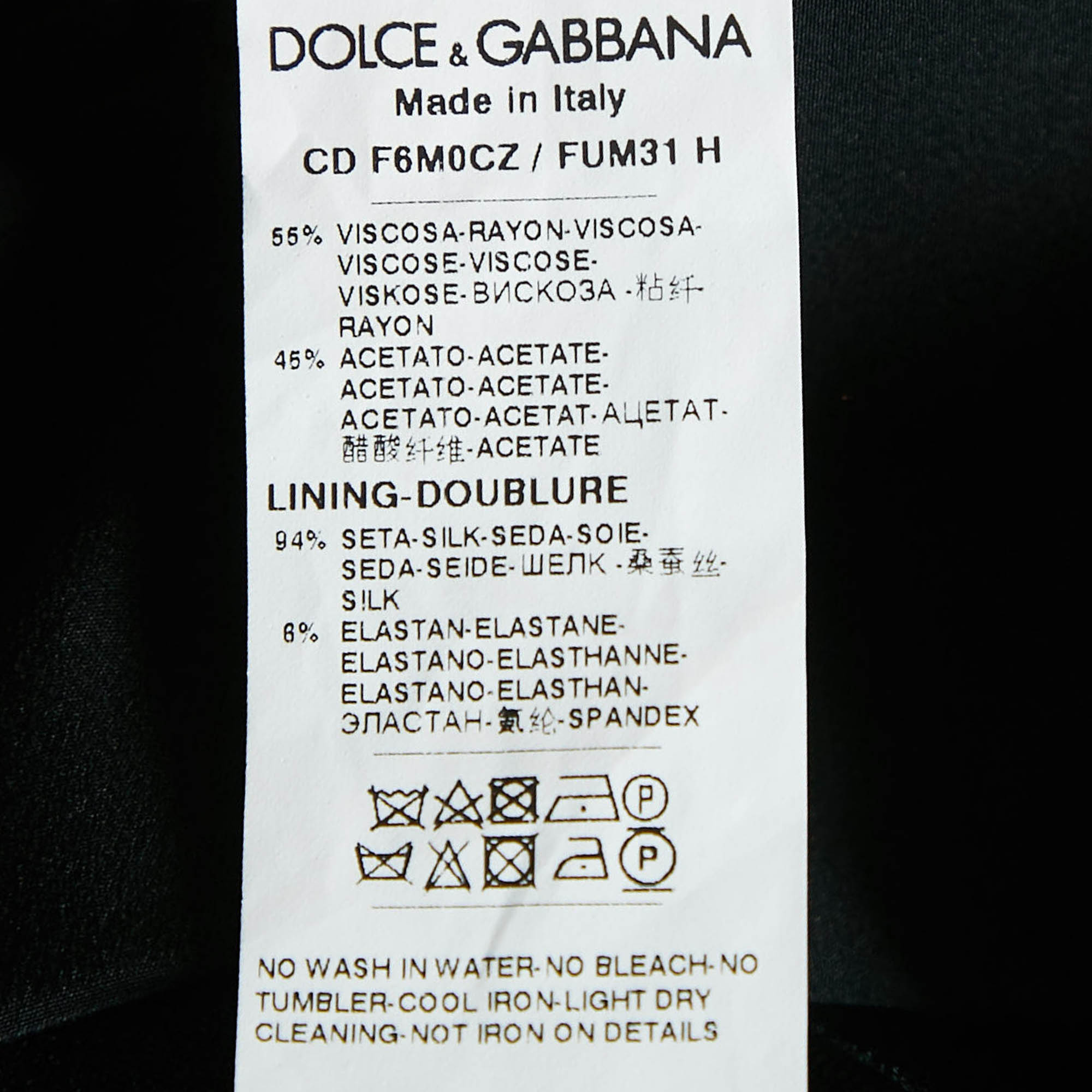 Dolce & Gabbana Black Crepe Logo Plaque Detail Mini Dress L