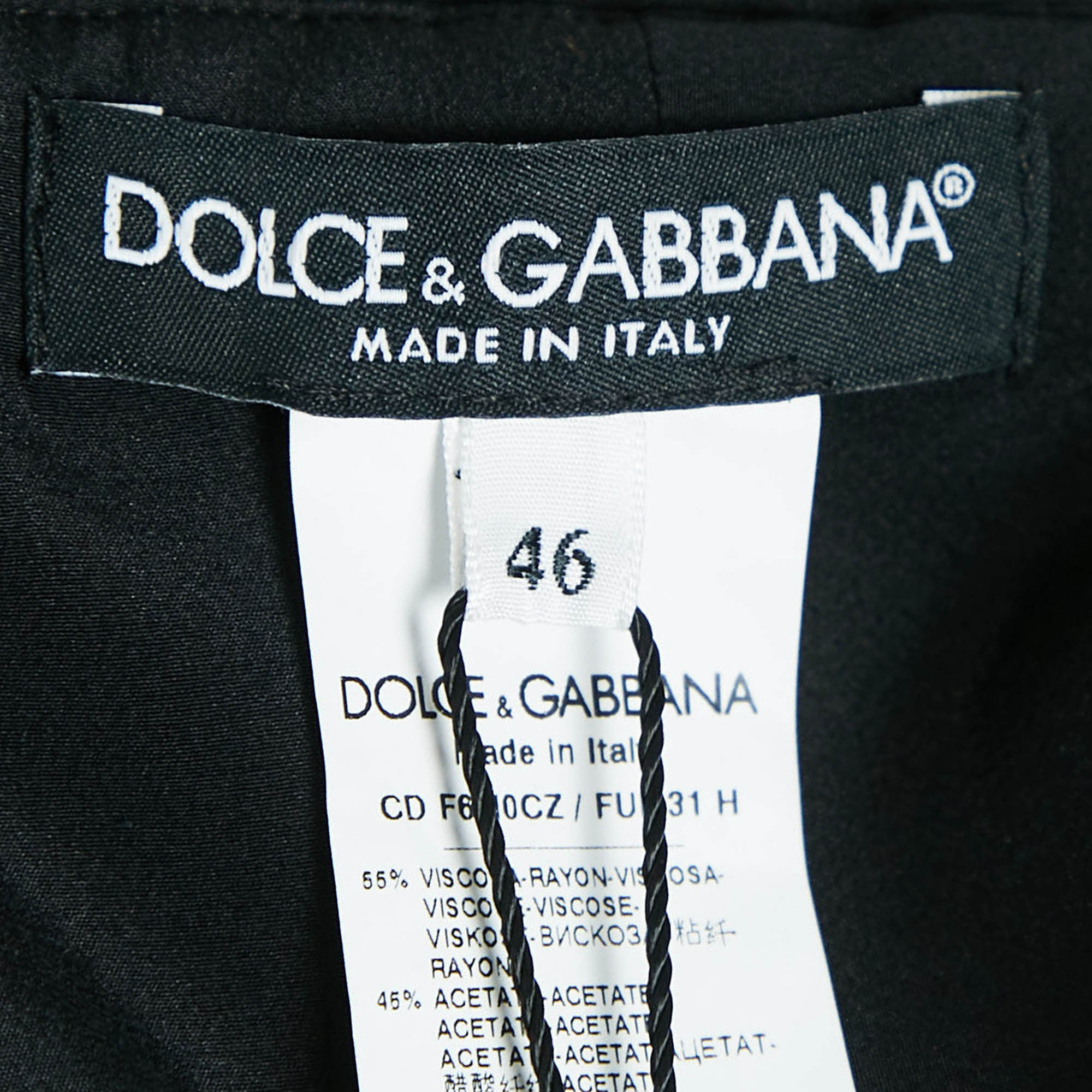 Dolce & Gabbana Black Crepe Logo Plaque Detail Mini Dress L