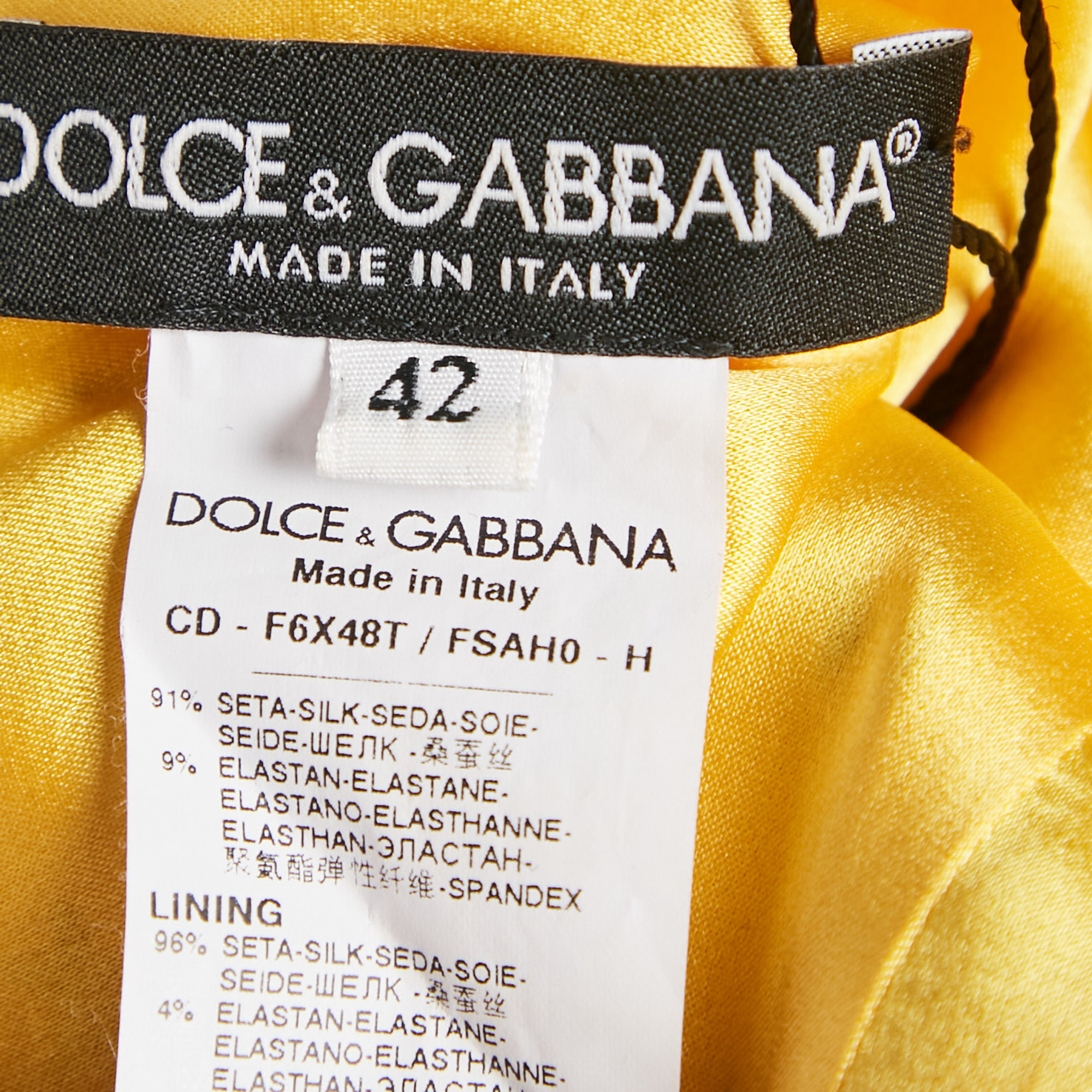 Dolce & Gabbana Black/Yellow Stars Print Silk Midi Dress M