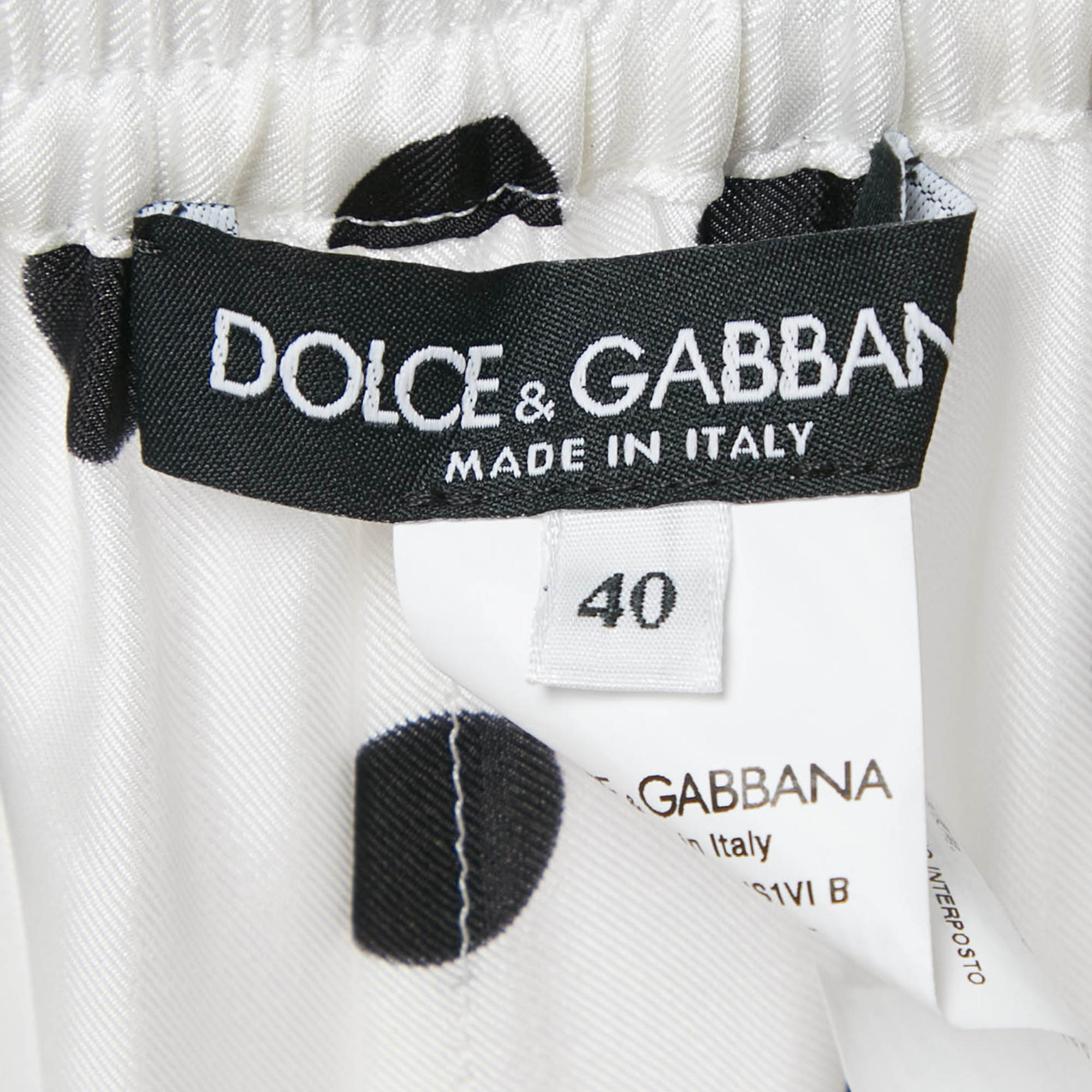 Dolce & Gabbana White/Black Polka Dots Print Silk Pajama Pants S