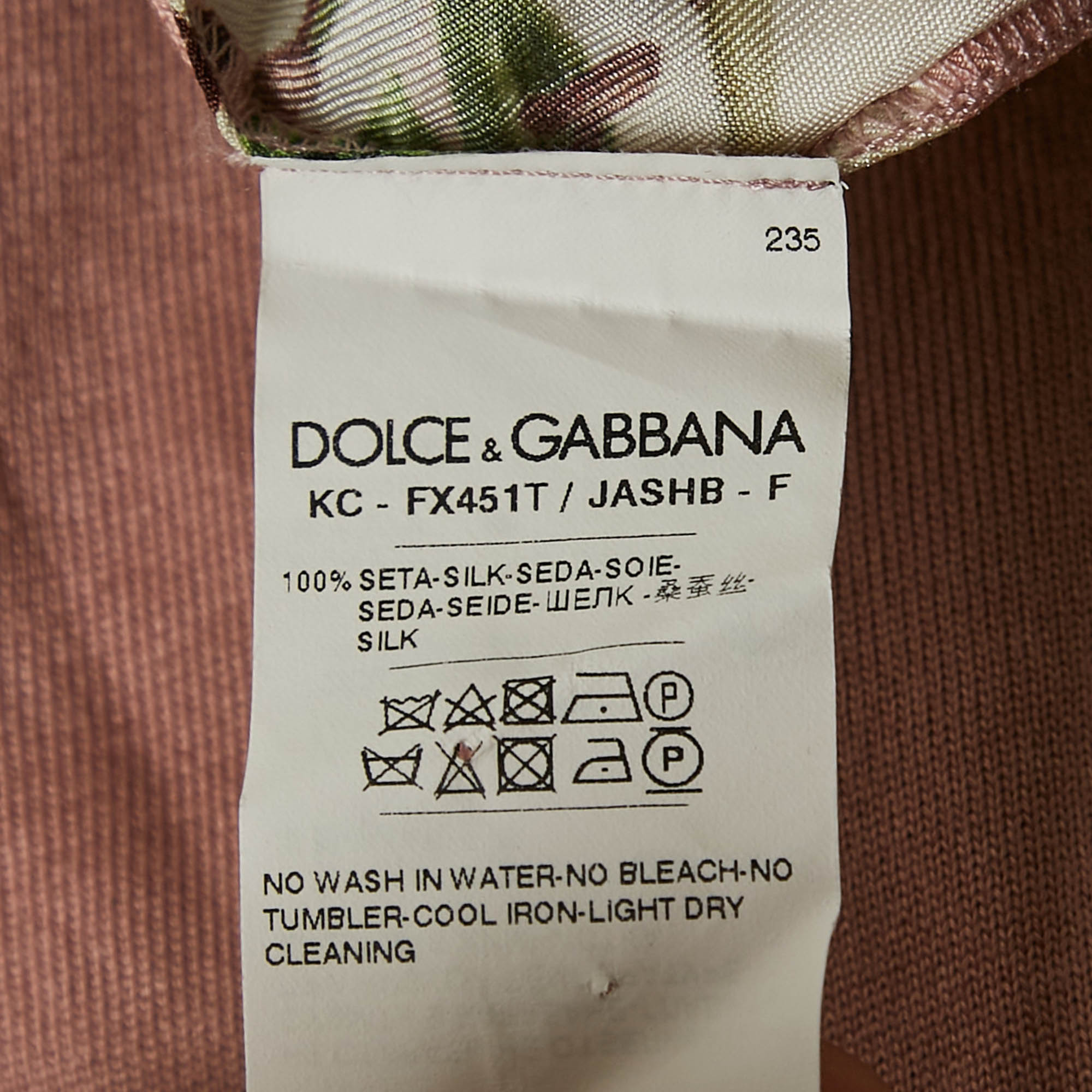 Dolce & Gabbana Pink Floral Print Silk And Rib Knit Cardigan S