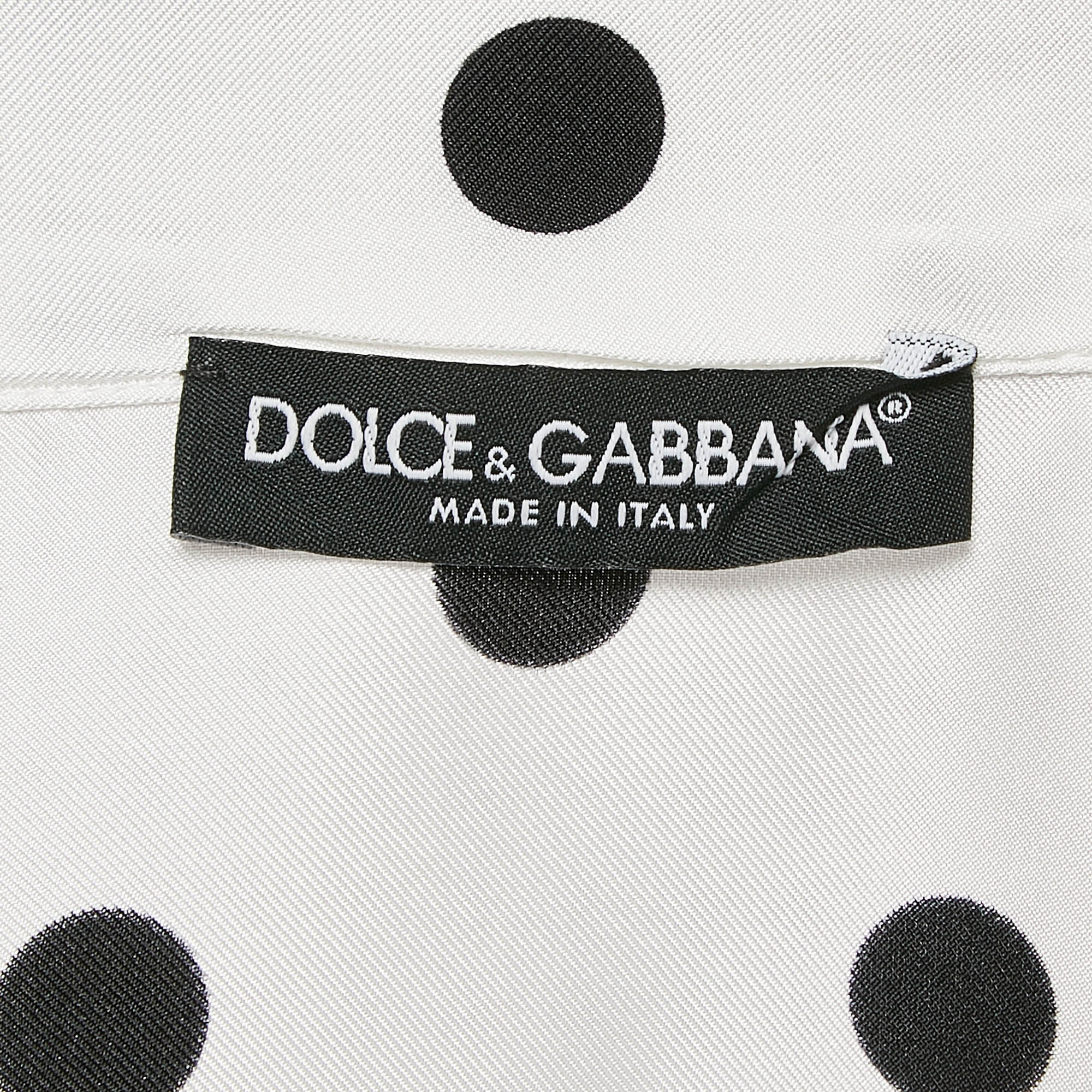 Dolce & Gabbana White/Black Polka Dots Print Silk Pajama Shirt XS