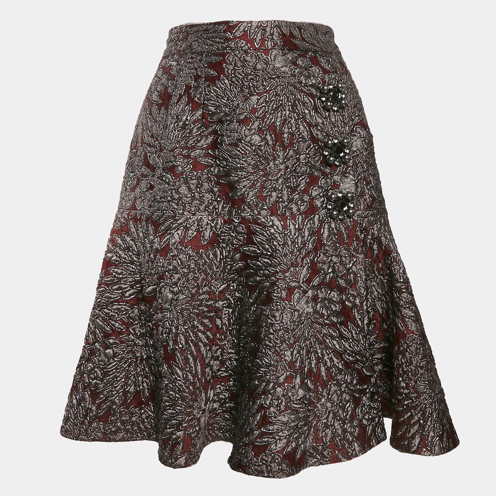 Dolce & Gabbana Metallic Jacquard Flared Mini Skirt M