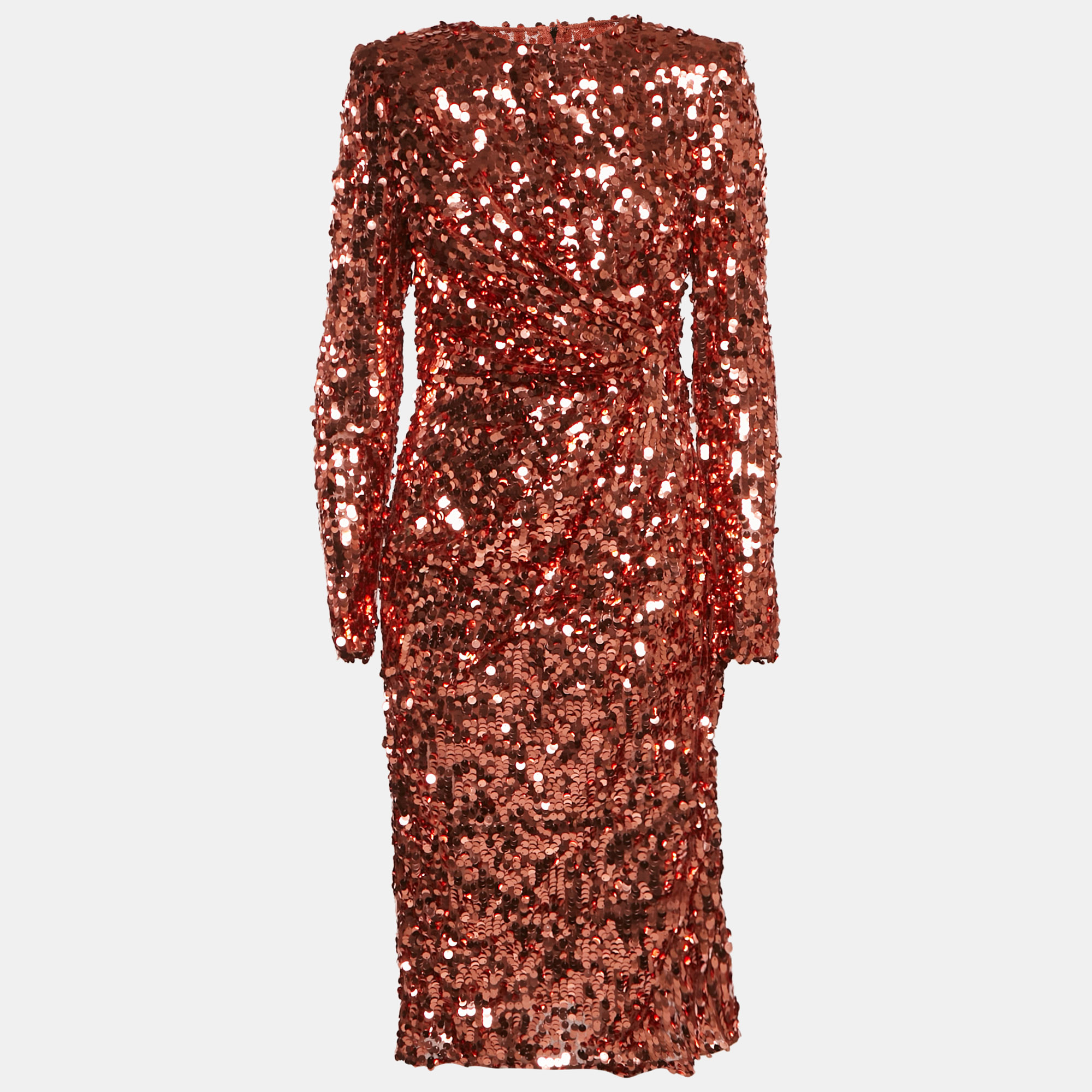 Dolce & Gabbana Metallic Sequin Mesh Midi Dress M