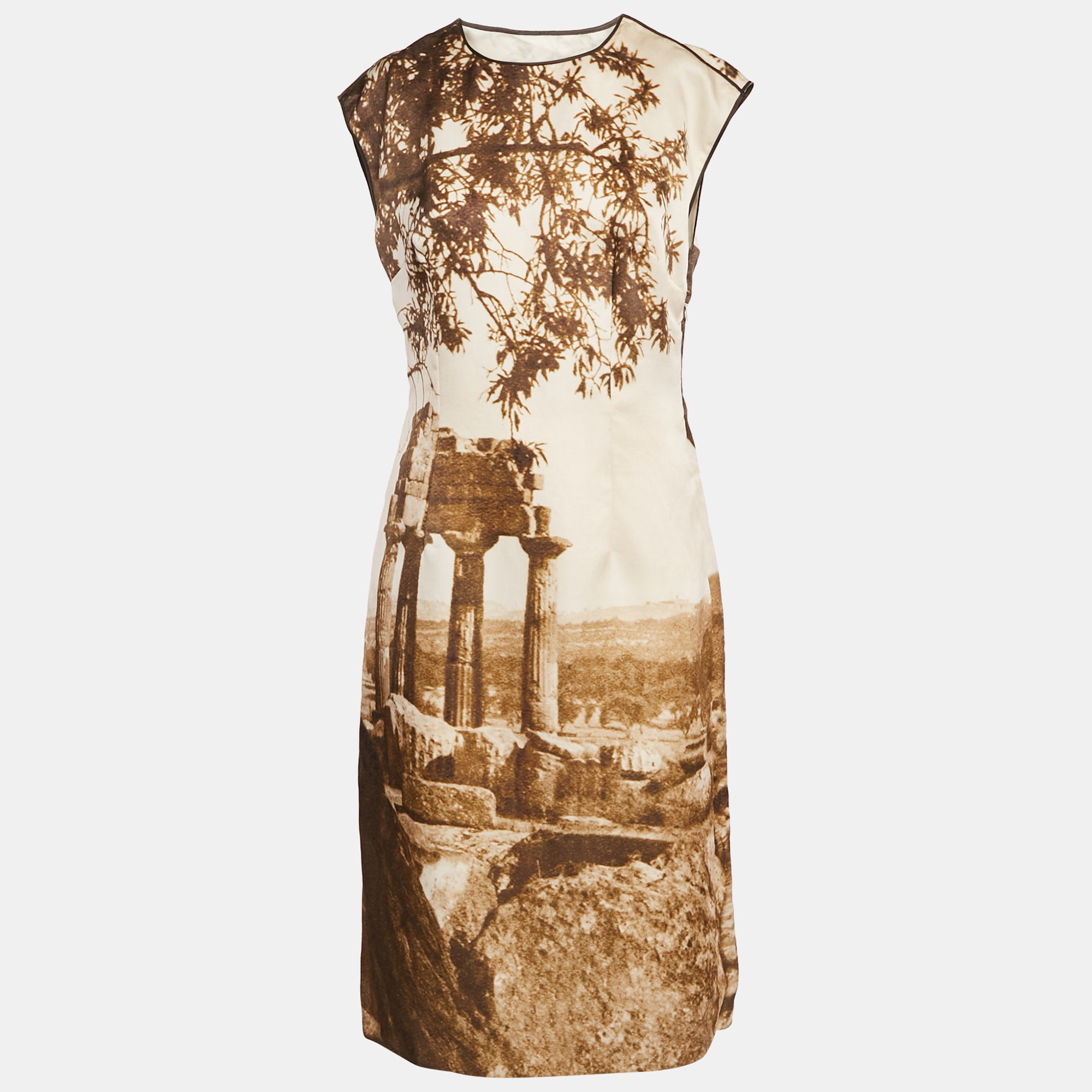 Dolce & Gabbana Beige Digital Greek Temple Print Silk Sleeveless Midi Dress M
Dolce & Gabbana Beige Digital Greek Temple Print Silk Sleeveless Midi Dress M