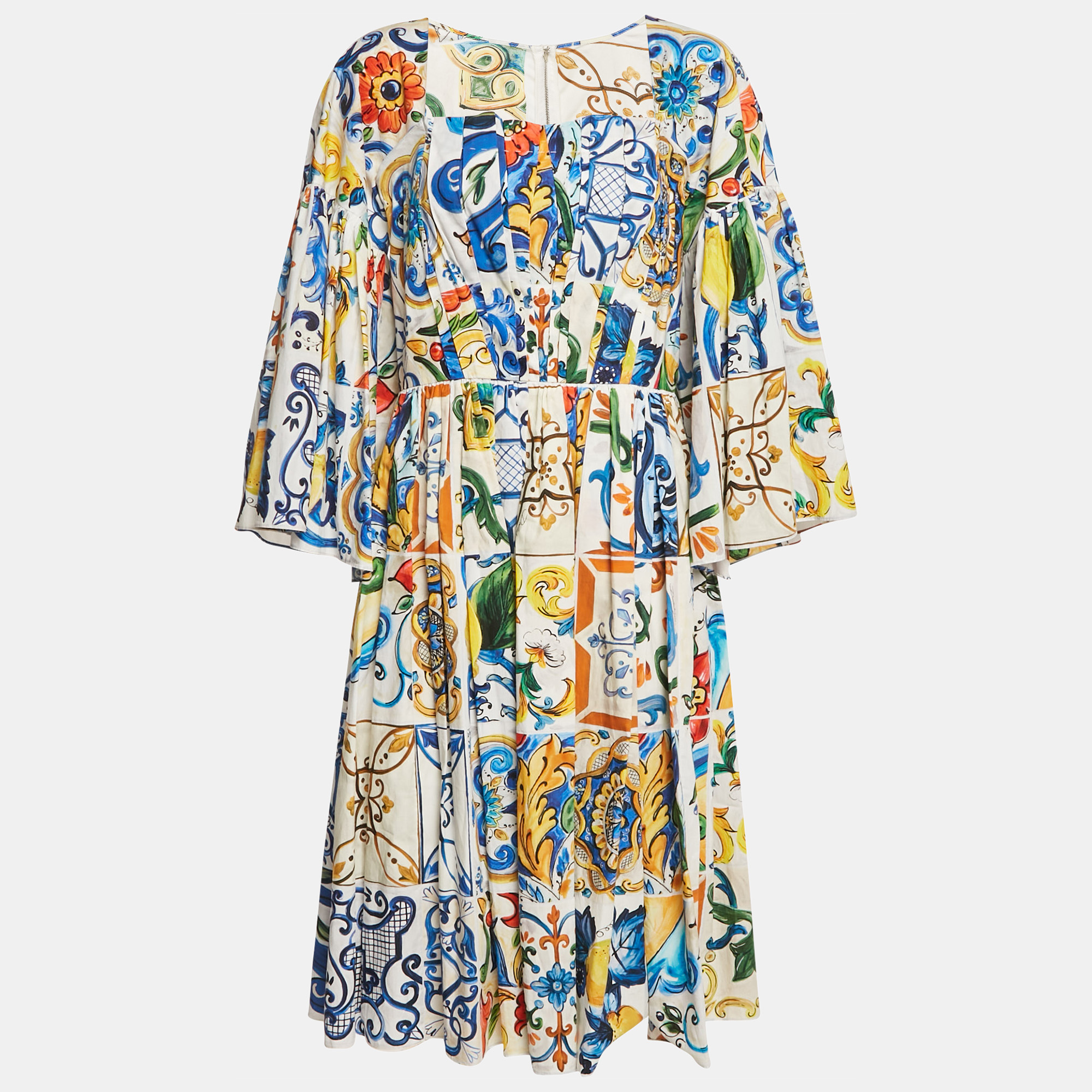 Dolce & Gabbana Blue/Yellow Majolica Print Poplin Tiered Midi Dress L
Dolce & Gabbana Blue/Yellow Majolica Print Poplin Tiered Midi Dress L