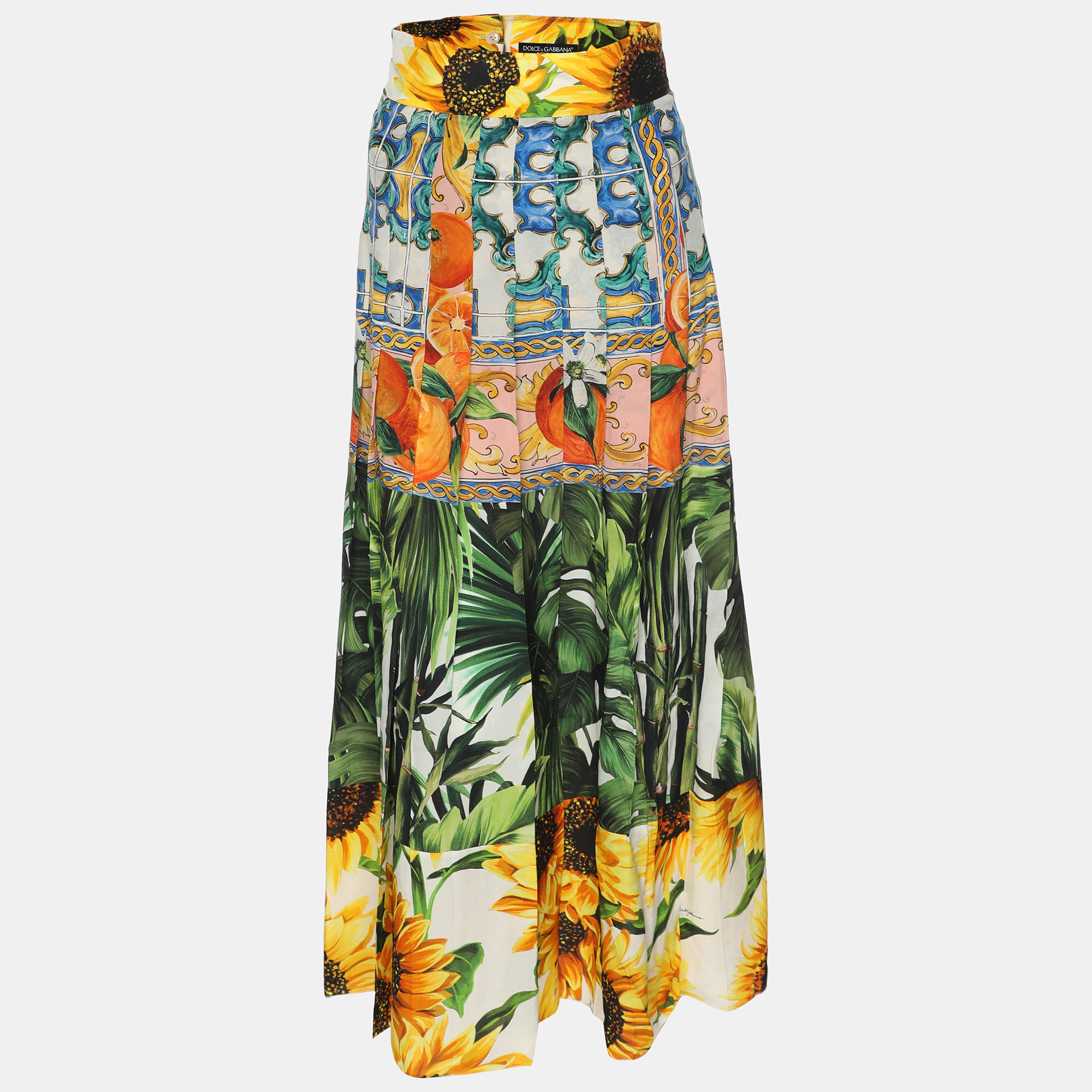 Dolce & Gabbana Multicolor Patchwork Printed Silk Pleated Midi Skirt S
Dolce & Gabbana Multicolor Patchwork Printed Silk Pleated Midi Skirt S