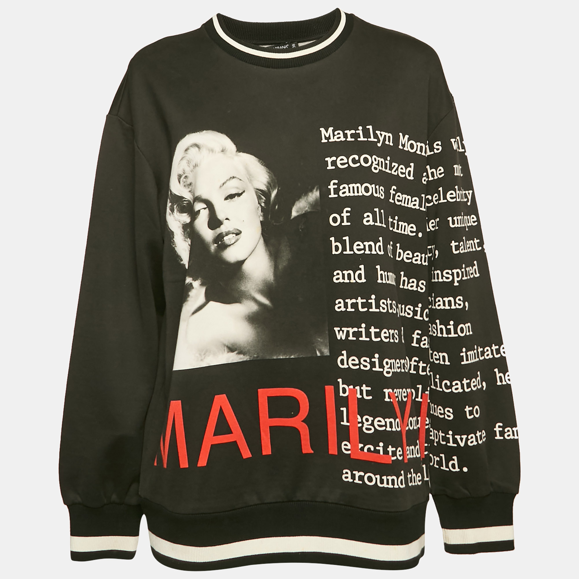 Dolce & Gabbana Black Marilyn Monroe Print Cotton Oversized Sweatshirt S
Dolce & Gabbana Black Marilyn Monroe Print Cotton Oversized Sweatshirt S