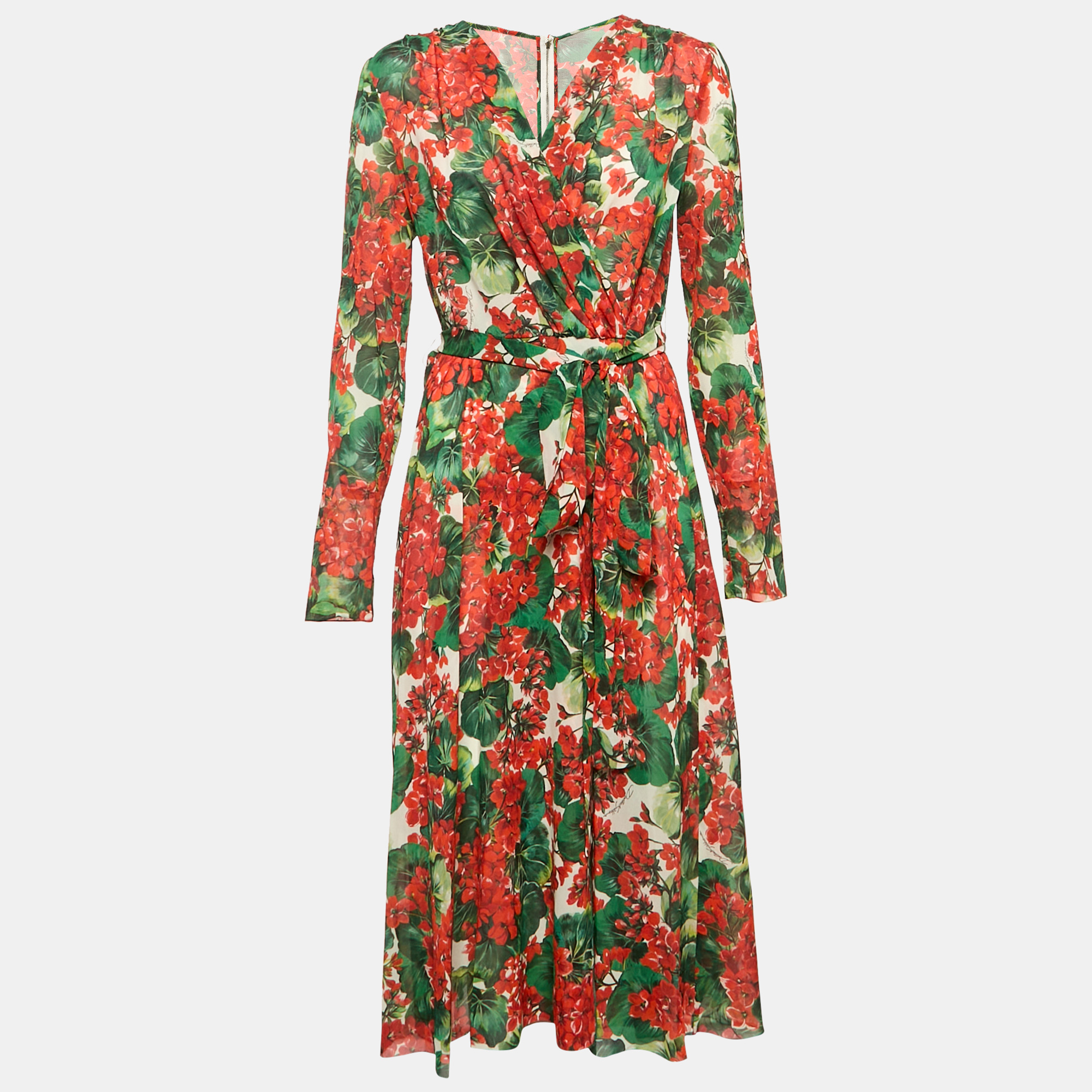 Dolce & Gabbana Multicolor Floral Print Silk Belted Midi Dress L
Dolce & Gabbana Multicolor Floral Print Silk Belted Midi Dress L