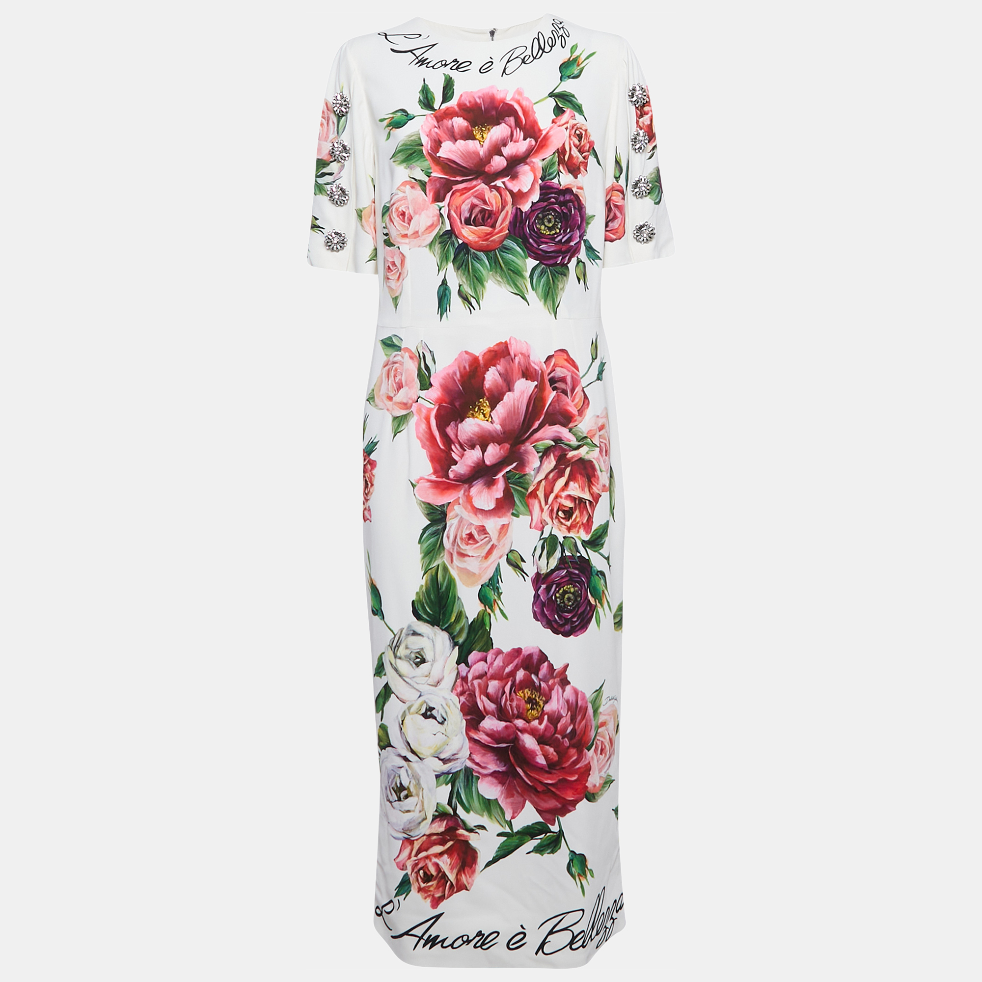 Dolce & Gabbana White Floral Print Crepe Brooch Detail Midi Dress XL
Dolce & Gabbana White Floral Print Crepe Brooch Detail Midi Dress XL