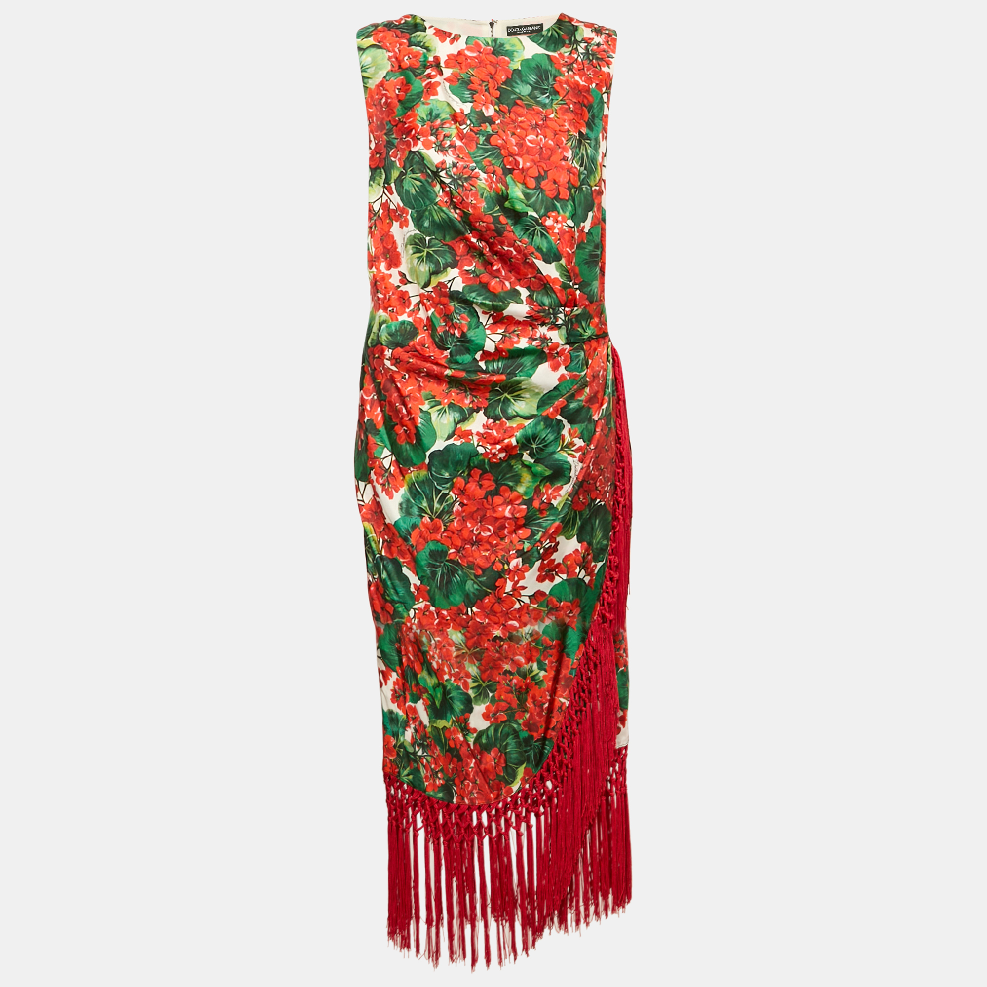 Dolce & Gabbana Multicolor Floral Print Silk Tasseled Sleeveless Dress S
Dolce & Gabbana Multicolor Floral Print Silk Tasseled Sleeveless Dress S